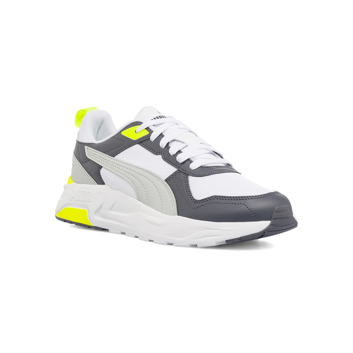 Sneakers bianche da Uomo con dettagli grigi e giallo Puma Trinity 2 - Image 2