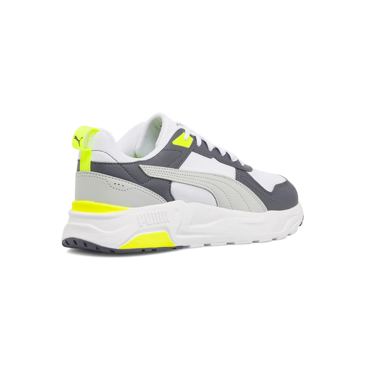 Sneakers bianche da Uomo con dettagli grigi e giallo Puma Trinity 2 - Image 3