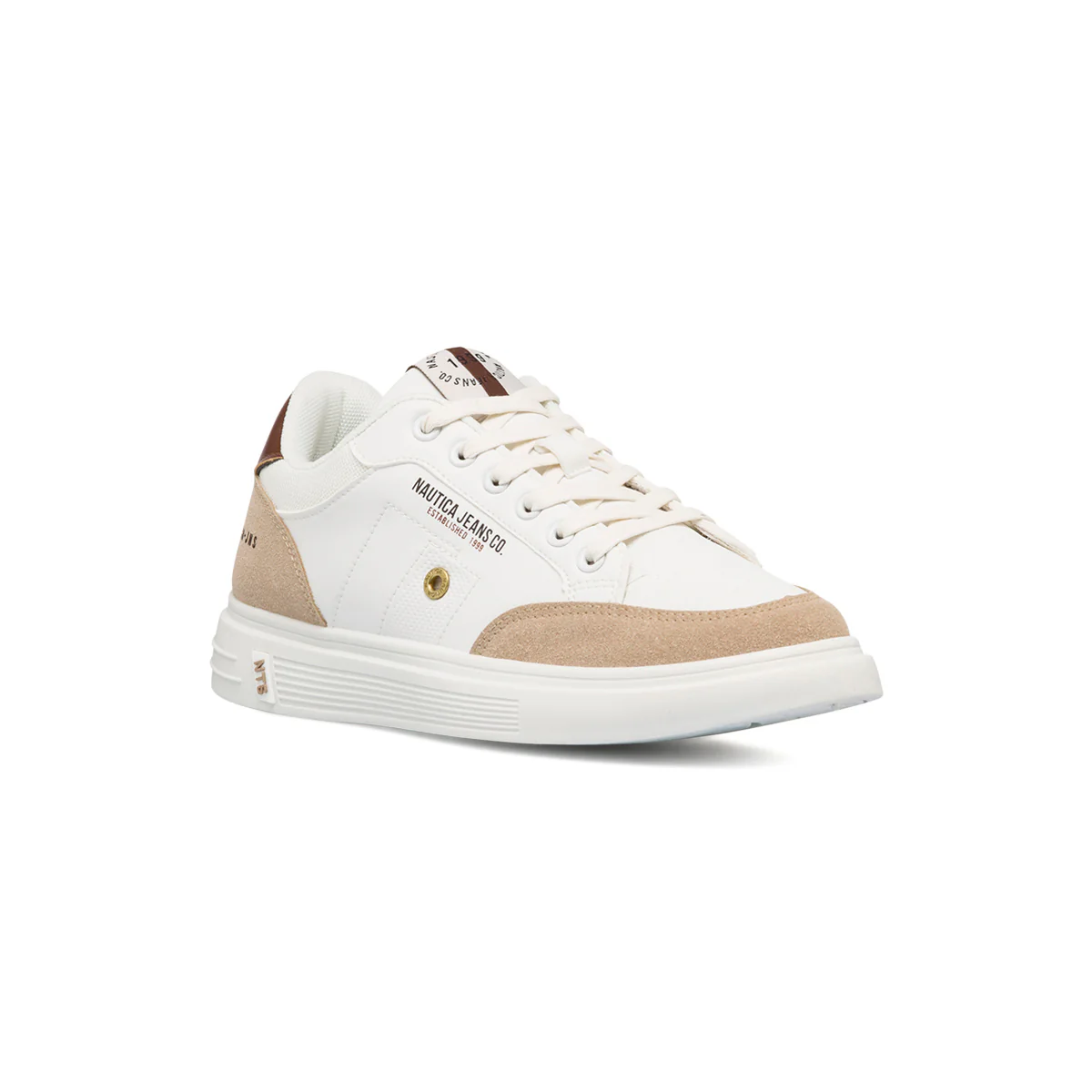 Sneakers bianche da uomo con dettagli in marrone e grigio Nautica - Image 2