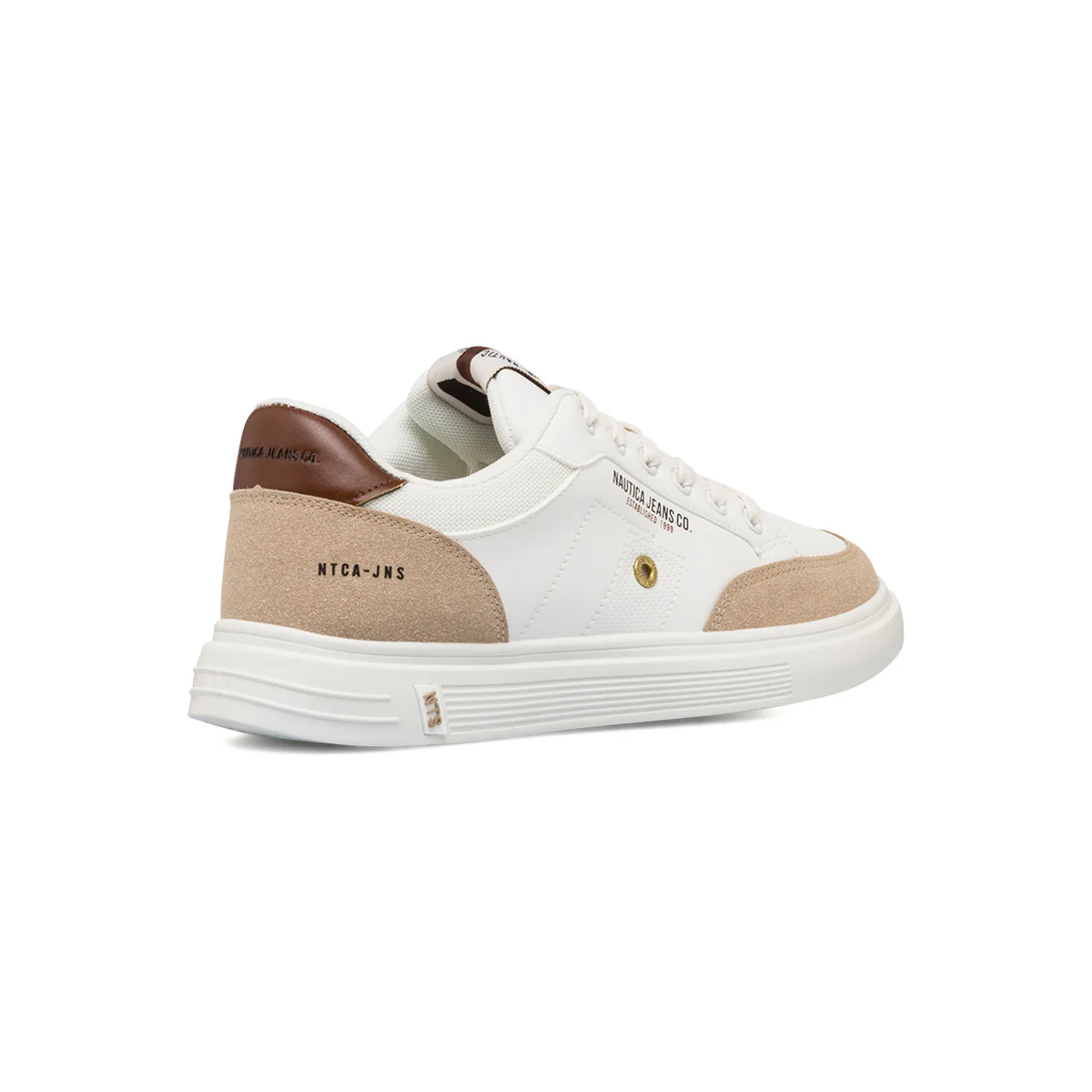 Sneakers bianche da uomo con dettagli in marrone e grigio Nautica - Image 3