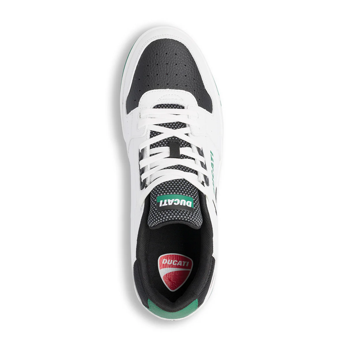 Sneakers bianche da uomo con dettagli neri e verdi e logo Ducati Track - Image 6
