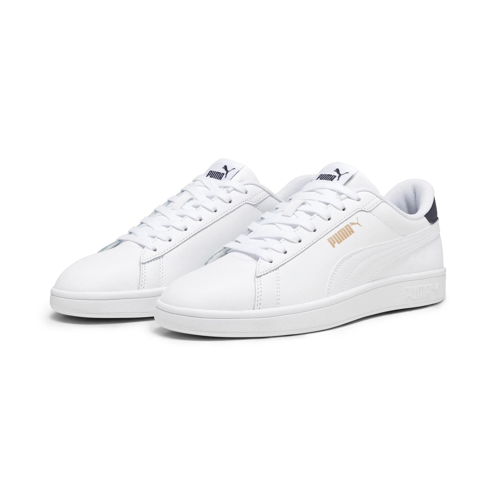 Sneakers bianche da uomo con dettagli oro e blu Puma Smash 3.0 L - Image 3