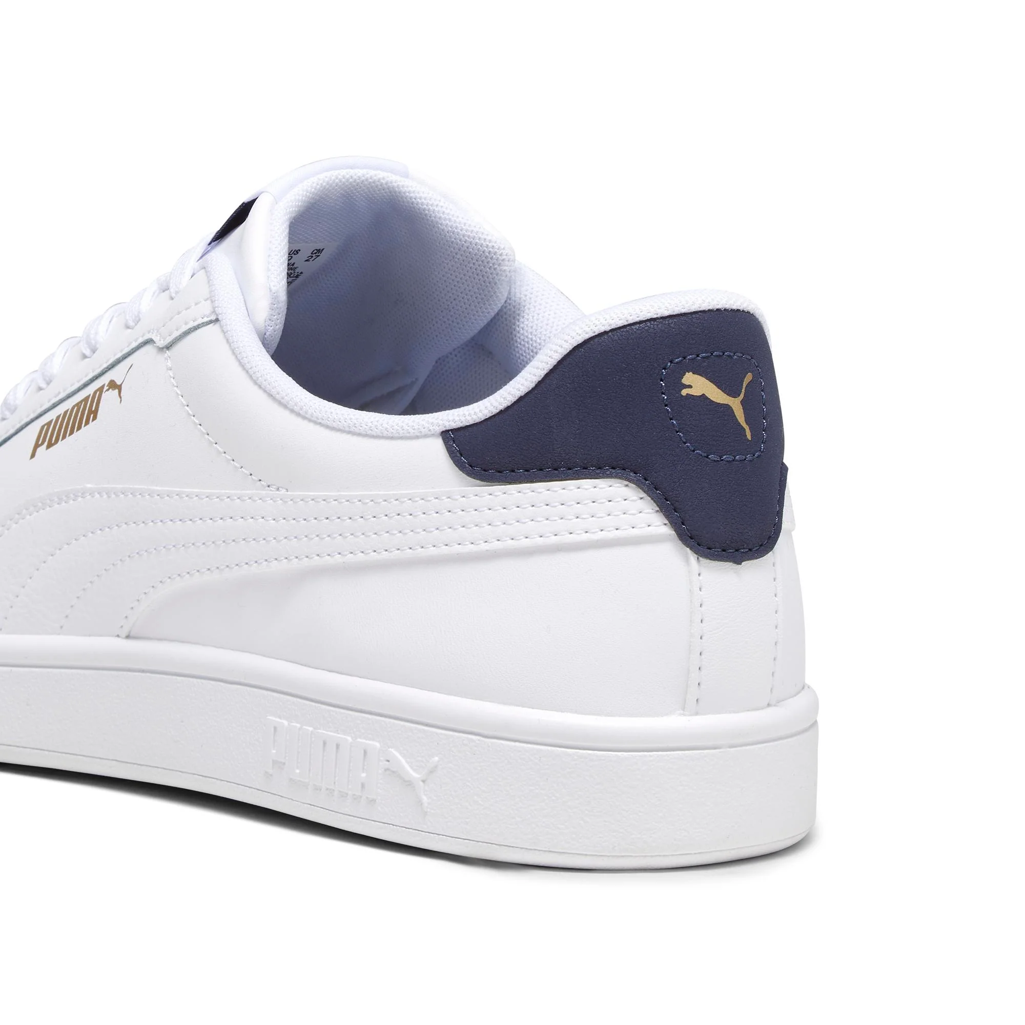 Sneakers bianche da uomo con dettagli oro e blu Puma Smash 3.0 L - Image 4