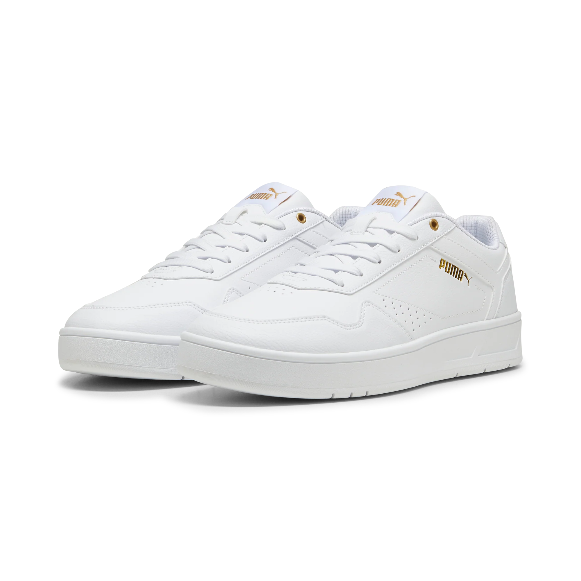 Sneakers bianche da uomo con dettagli oro Puma Court Classic