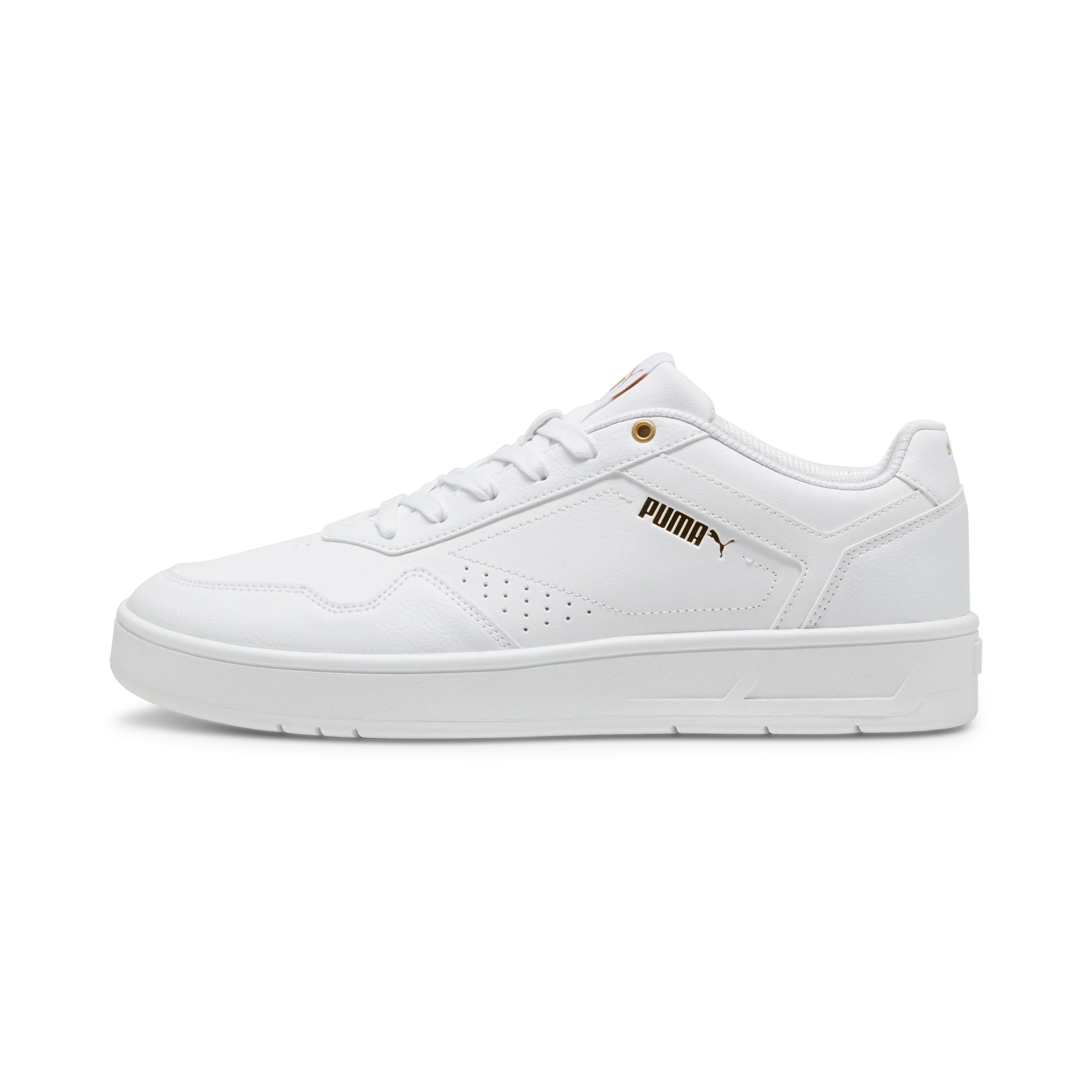 Sneakers bianche da uomo con dettagli oro Puma Court Classic - Image 3