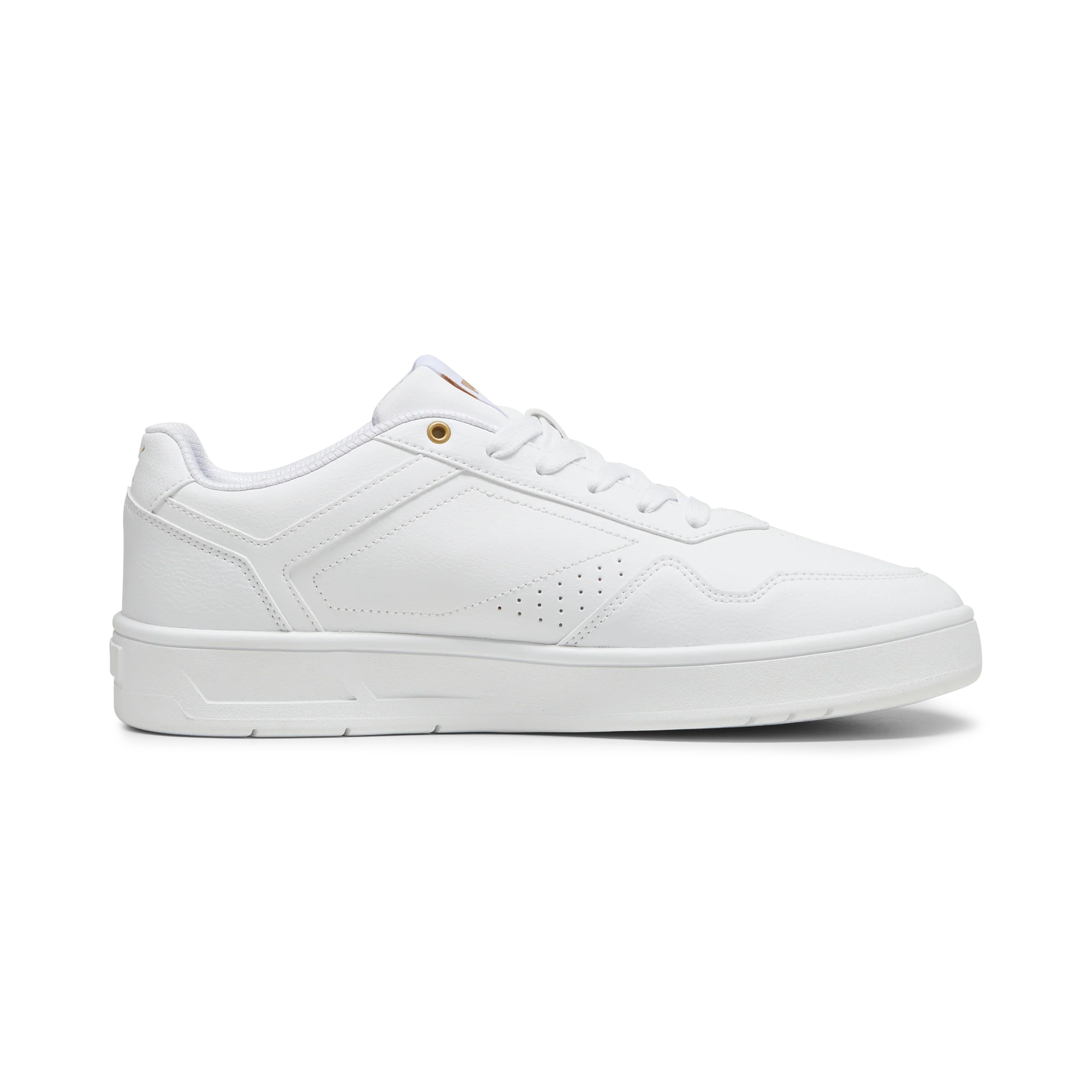 Sneakers bianche da uomo con dettagli oro Puma Court Classic - Image 5