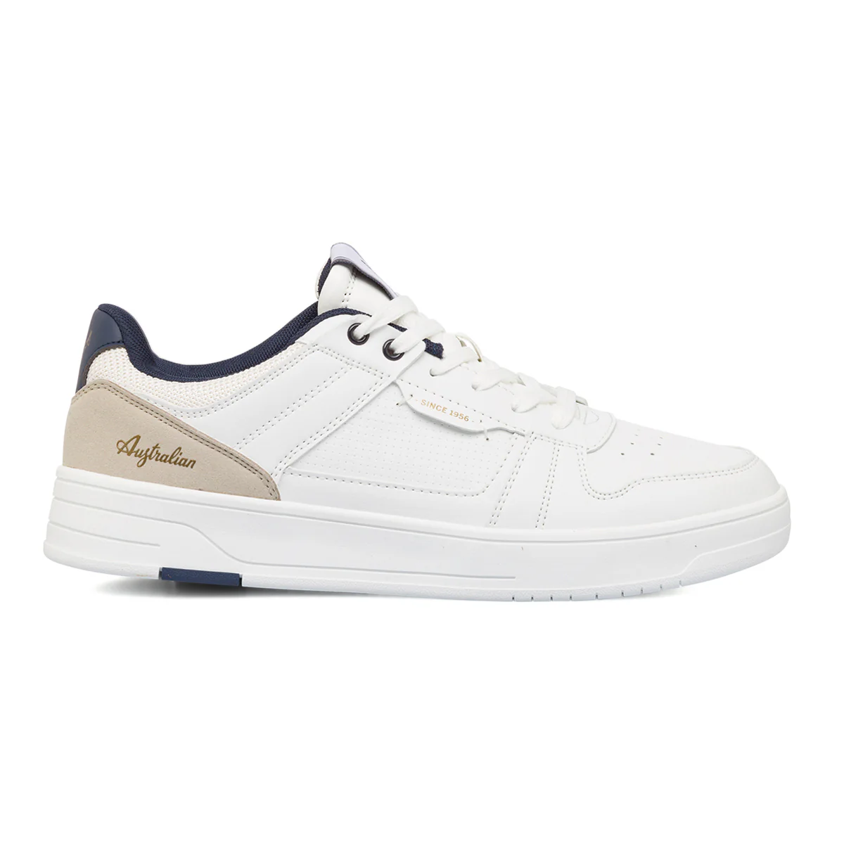 Sneakers bianche da uomo con dettagli simil scamosciato e blu Australian