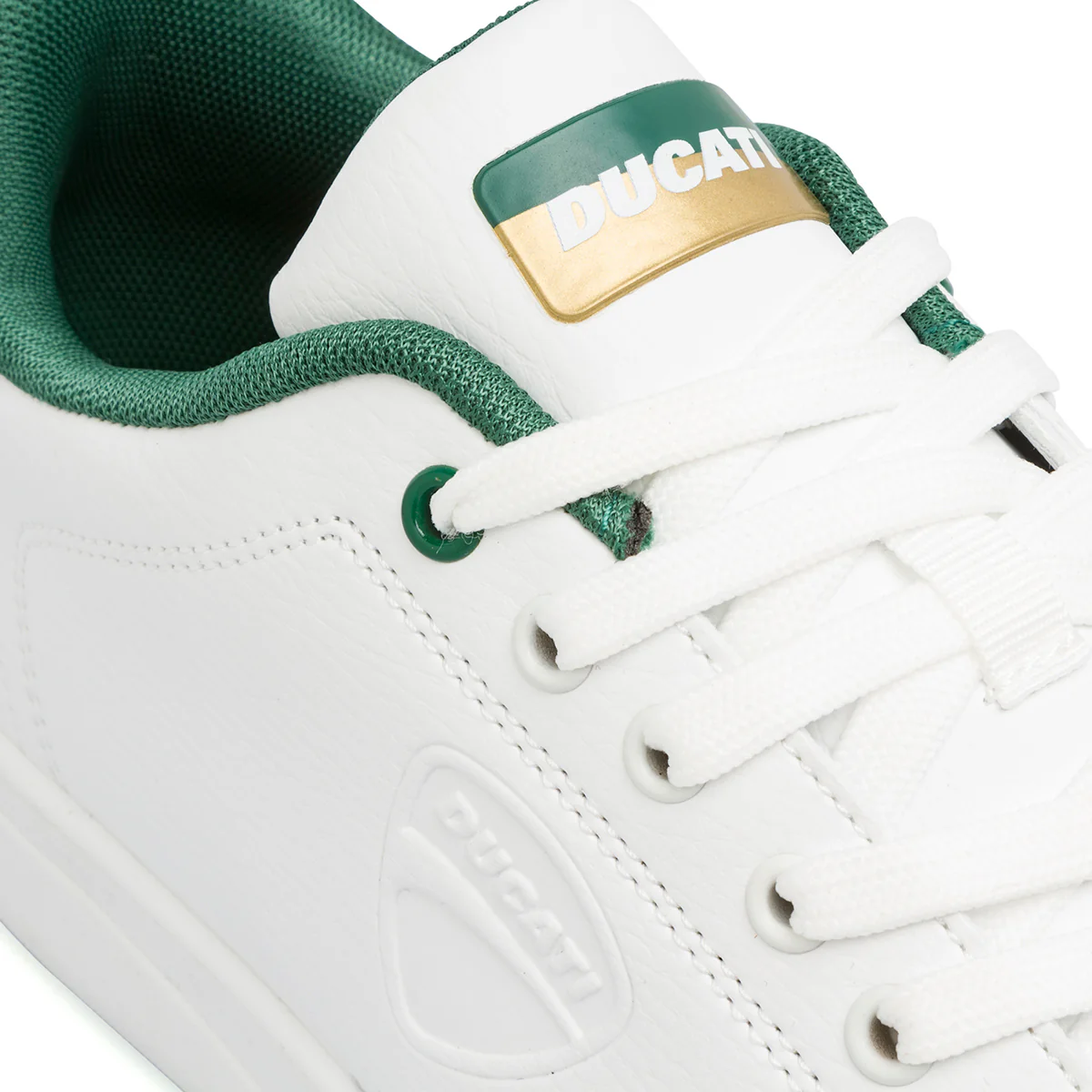 Sneakers bianche da uomo con dettagli verde e logo Ducati Slick - Image 5
