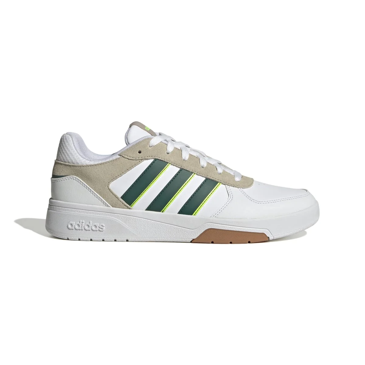 Sneakers bianche da uomo con dettagli verdi e grigi adidas Courtbeat - Image 2