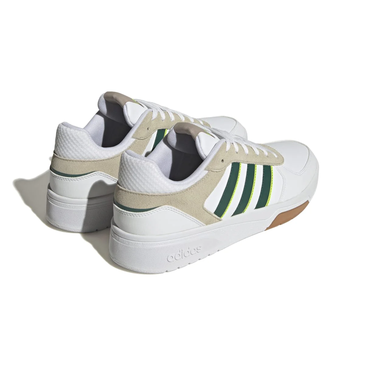 Sneakers bianche da uomo con dettagli verdi e grigi adidas Courtbeat - Image 6