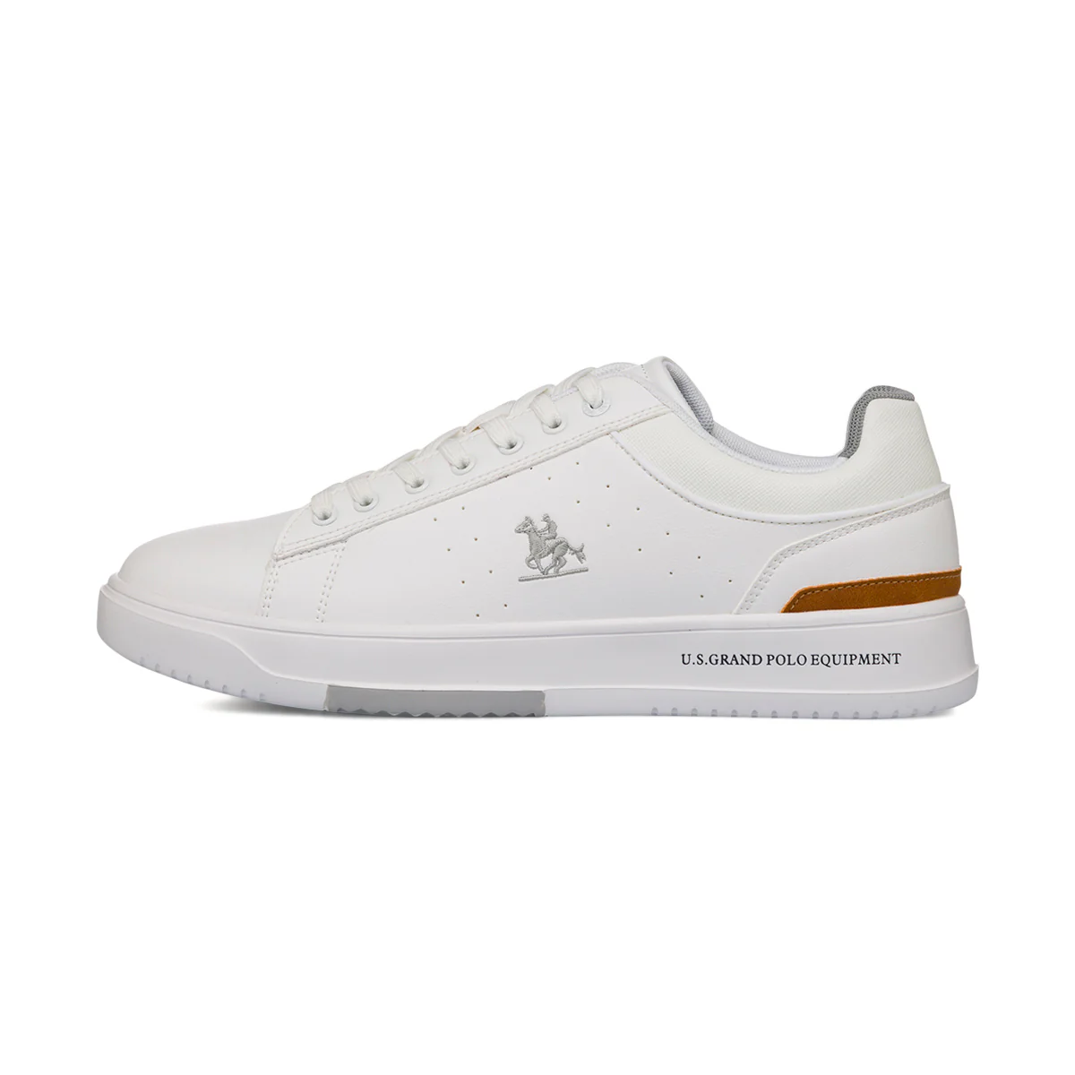 Sneakers bianche da Uomo con dettaglio marrone e logo U.S. Grand Polo