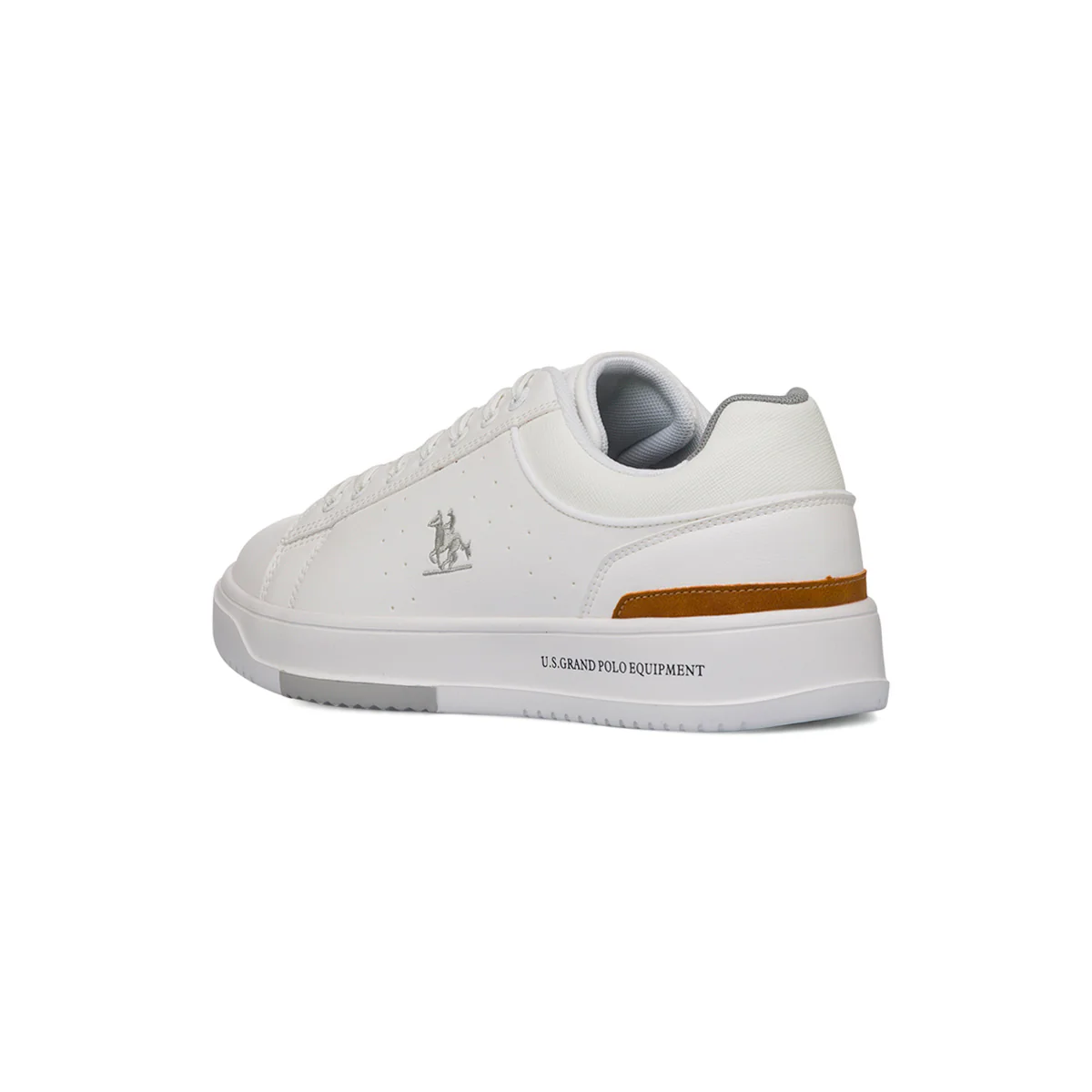 Sneakers bianche da Uomo con dettaglio marrone e logo U.S. Grand Polo - Image 3