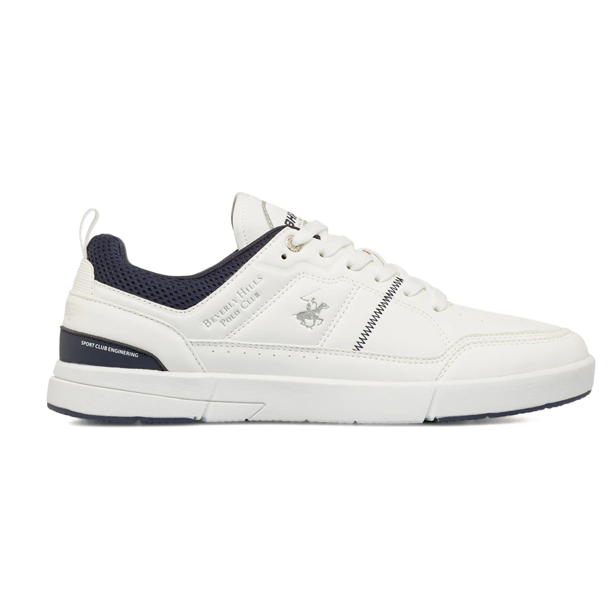 Sneakers bianche da Uomo con inserti blu Beverly Hills Polo Club