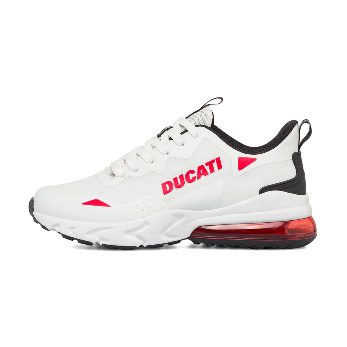 Sneakers bianche da Uomo con inserti e logo rosso in contrasto Ducati