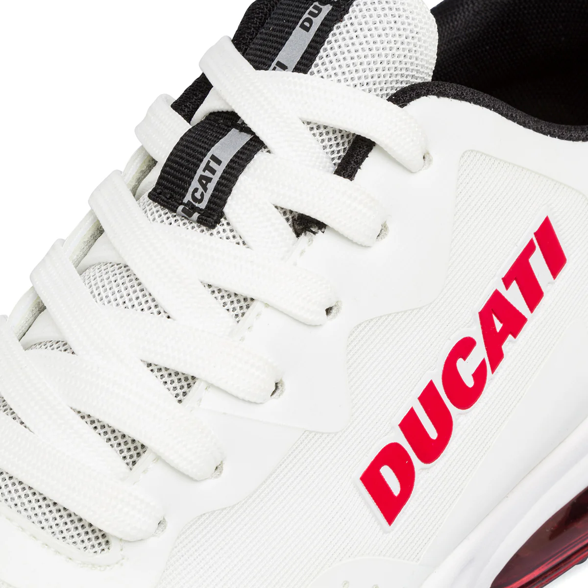Sneakers bianche da Uomo con inserti e logo rosso in contrasto Ducati - Image 4