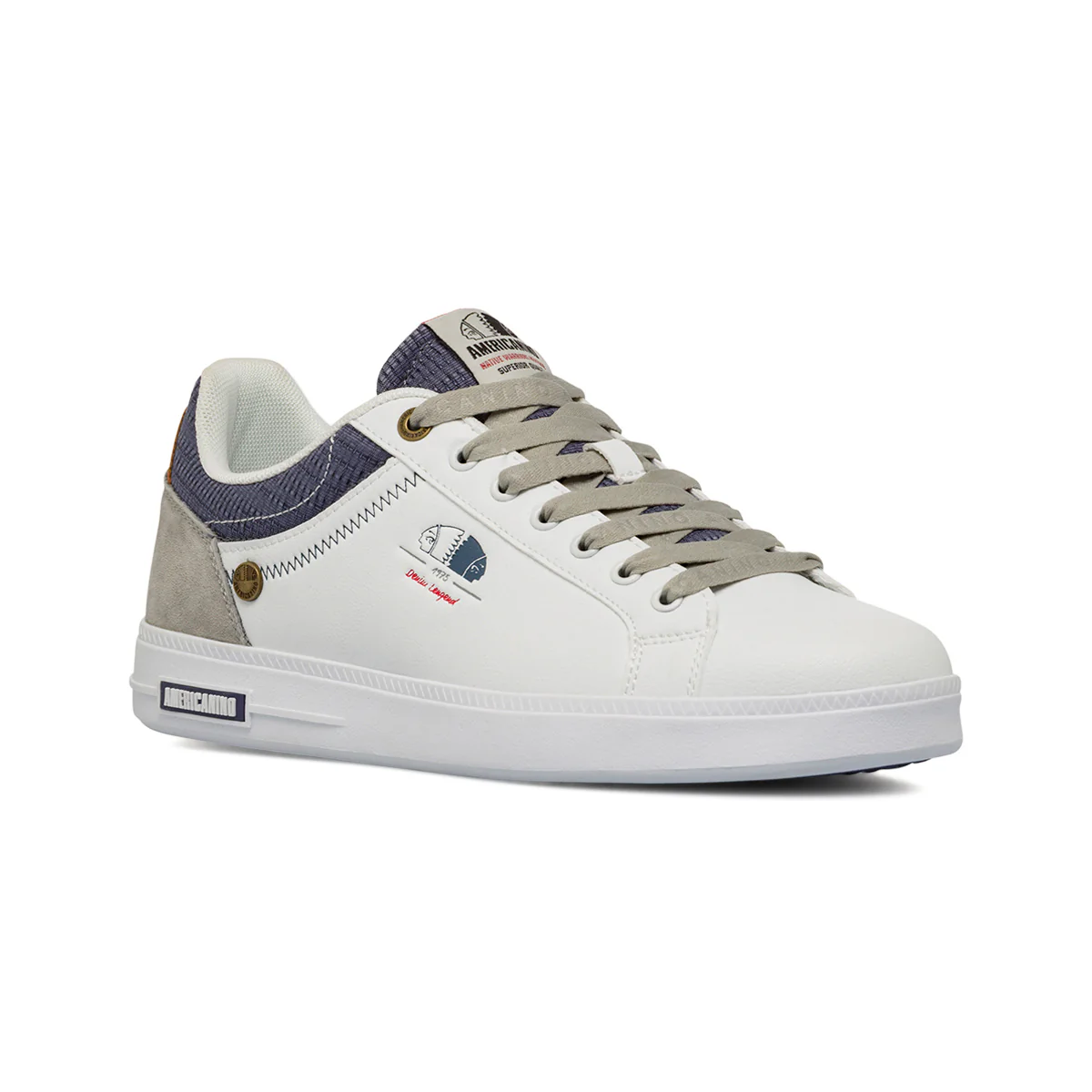 Sneakers bianche da Uomo con inserti grigi e blu Americanino - Image 2