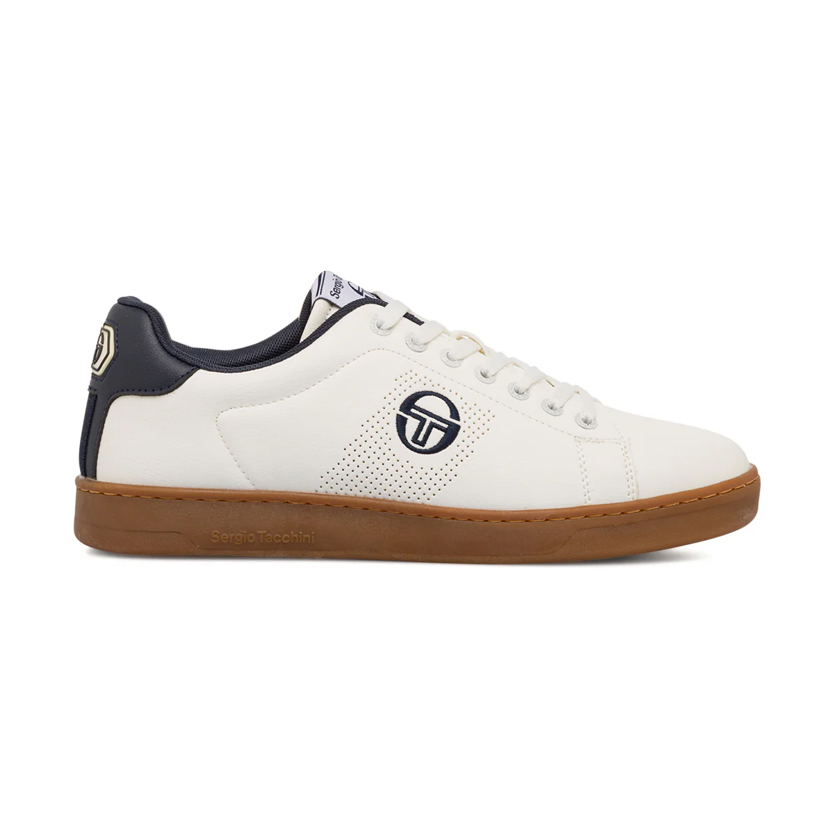 Sneakers bianche da uomo con logo blu a contrasto Sergio Tacchini