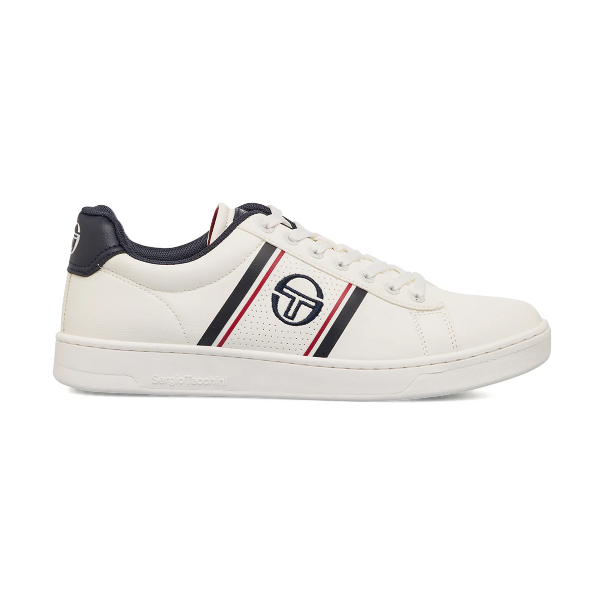 Sneakers bianche da uomo con logo blu a contrasto Sergio Tacchini