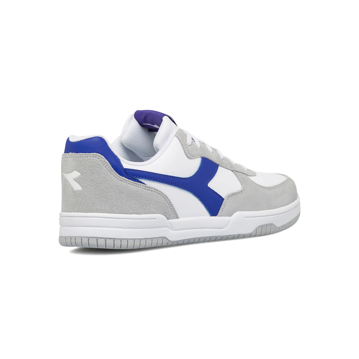 Sneakers bianche da uomo con logo laterale blu e dettagli in grigio Diadora Raptor Low - Image 3