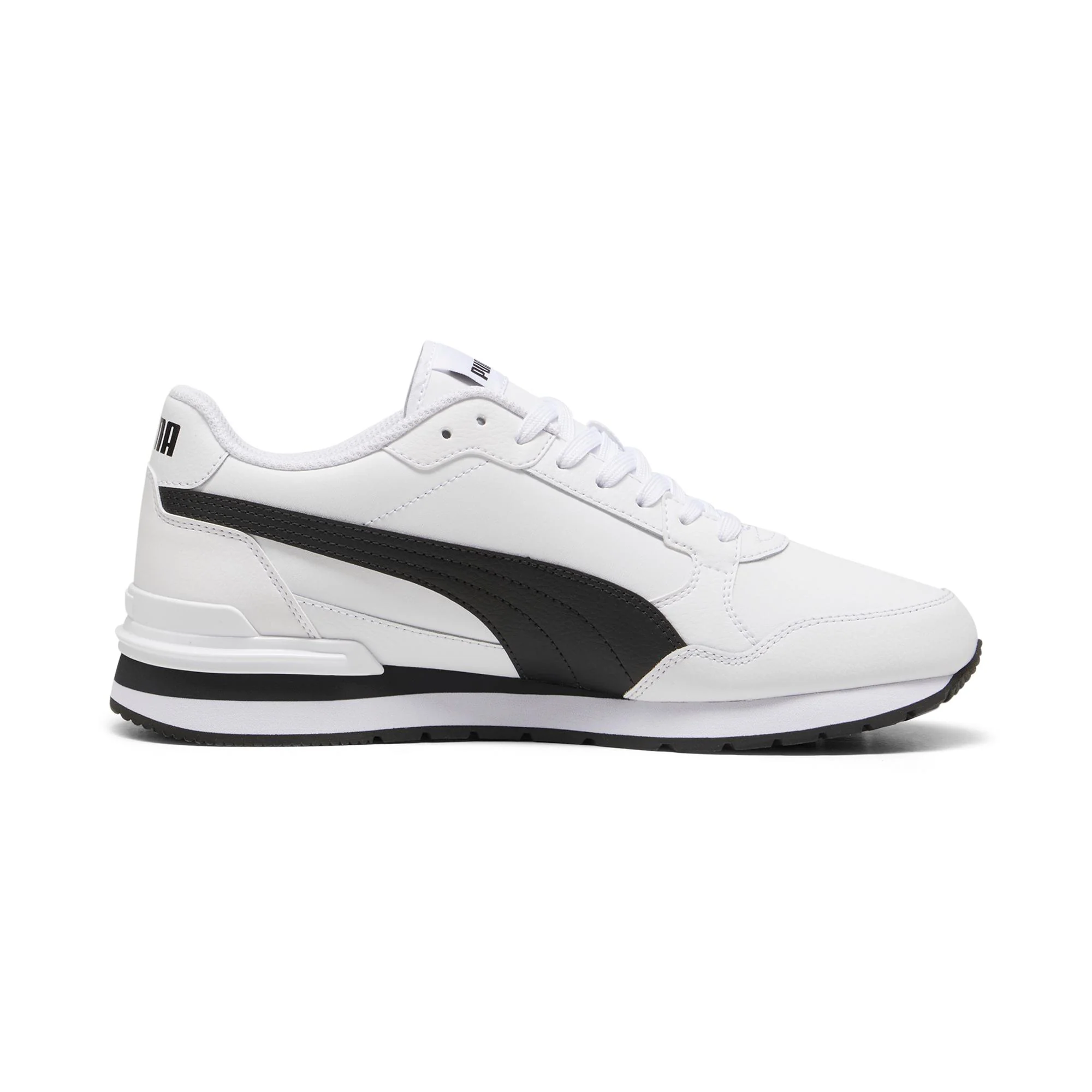 Sneakers Rétro bianche da Uomo con logo laterale nero in contrasto Runner v4 Puma - Image 5