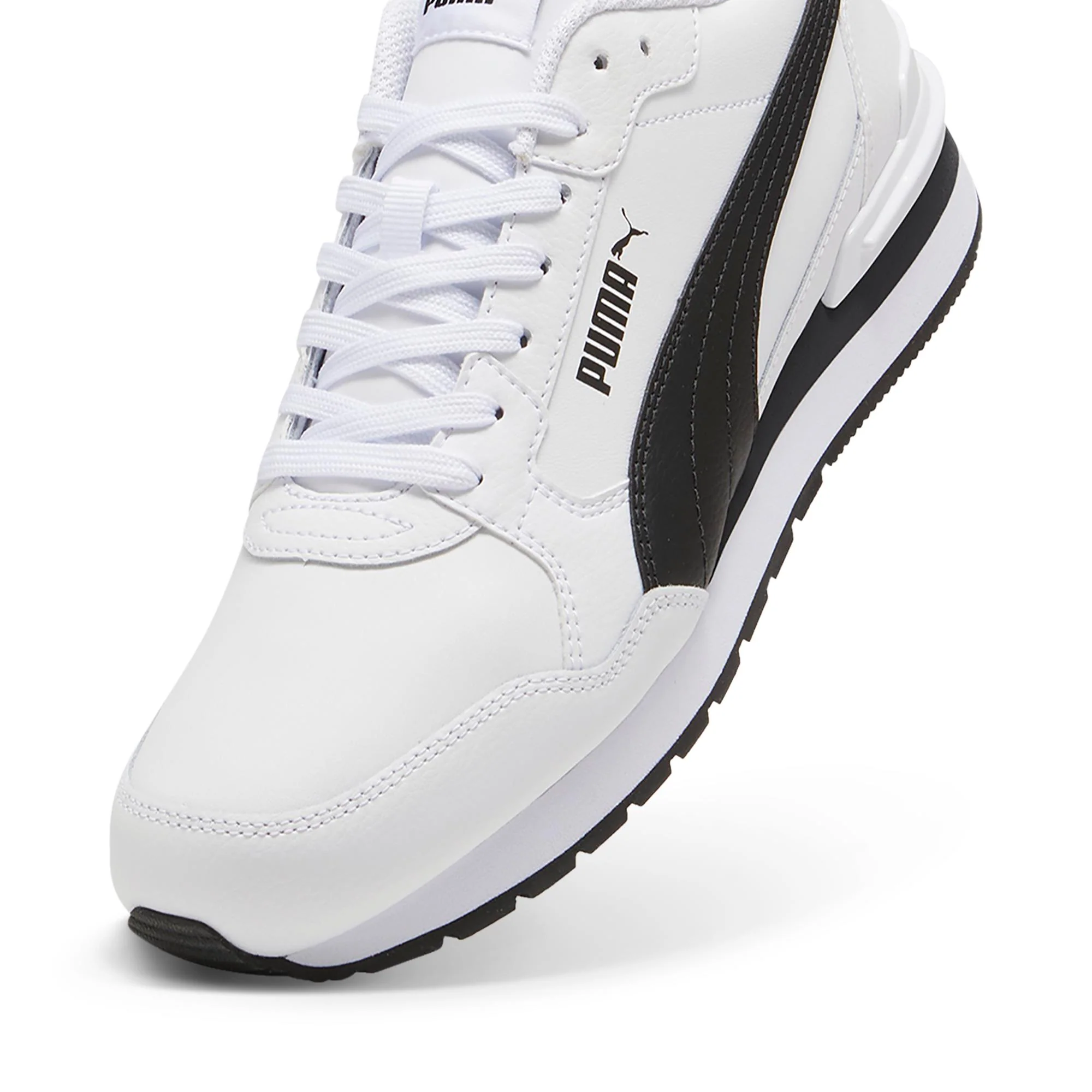 Sneakers Rétro bianche da Uomo con logo laterale nero in contrasto Runner v4 Puma - Image 6