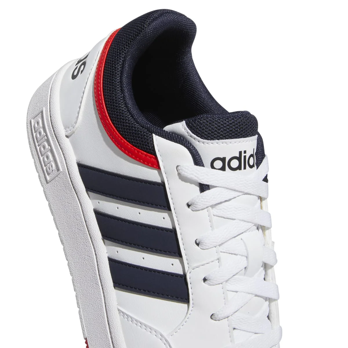 Sneakers bianche da uomo con strisce a contrasto adidas Hoops 3.0 Low Classic Vintage - Image 7