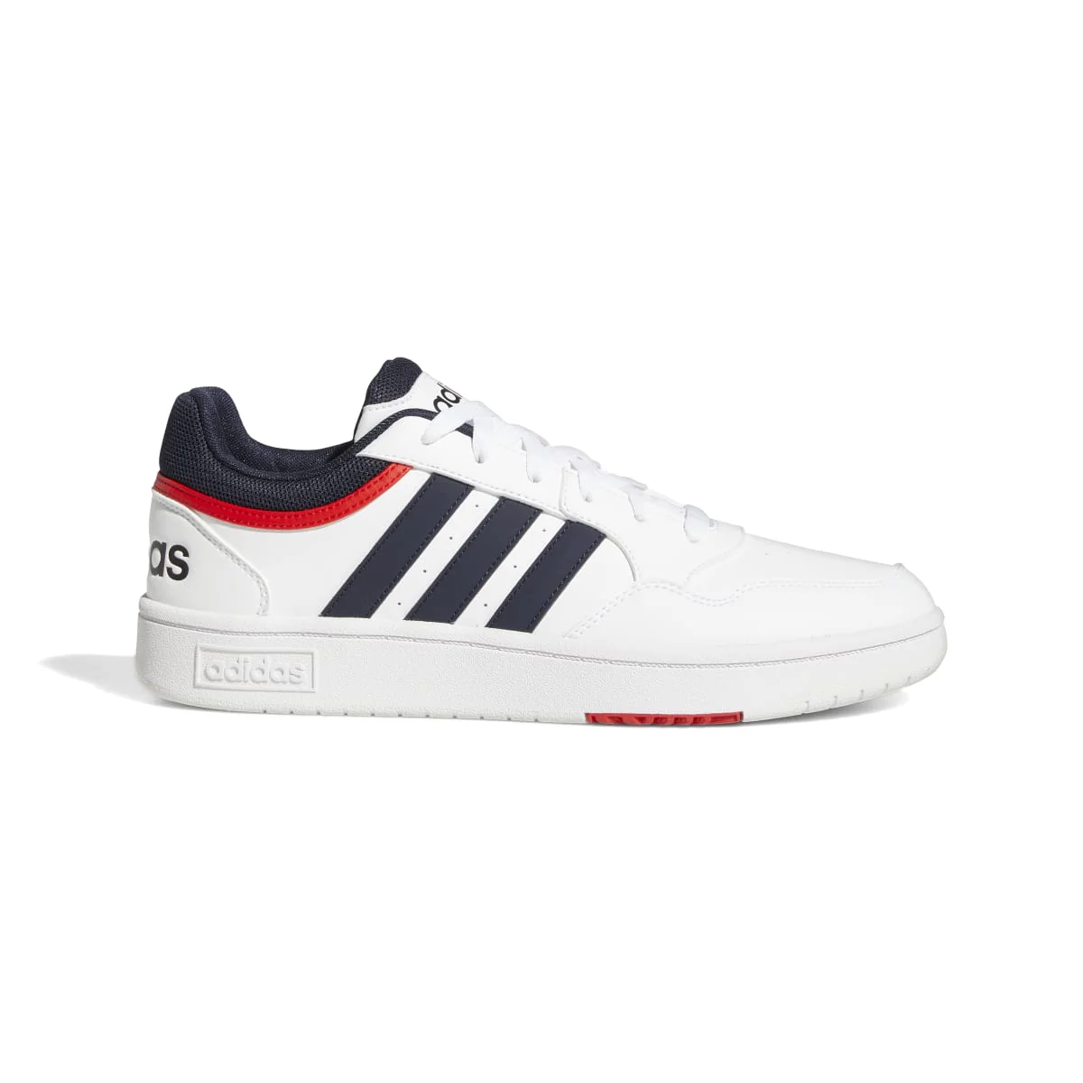 Sneakers bianche da uomo con strisce a contrasto adidas Hoops 3.0 Low Classic Vintage