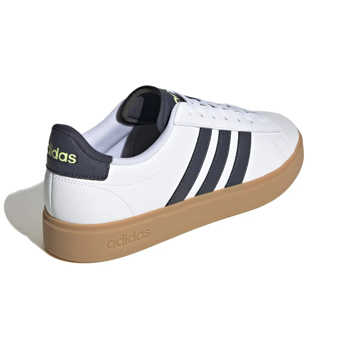 Sneakers bianche da uomo con strisce a contrasto e suola marrone adidas Grand Court 2.0 - Image 4