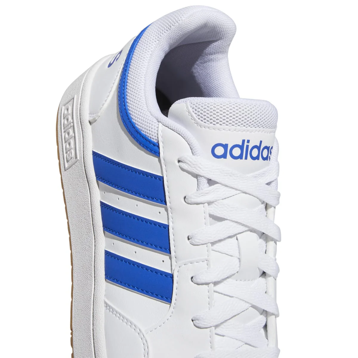 Sneakers bianche da uomo con strisce blu a contrasto adidas Hoops 3.0 - Image 7