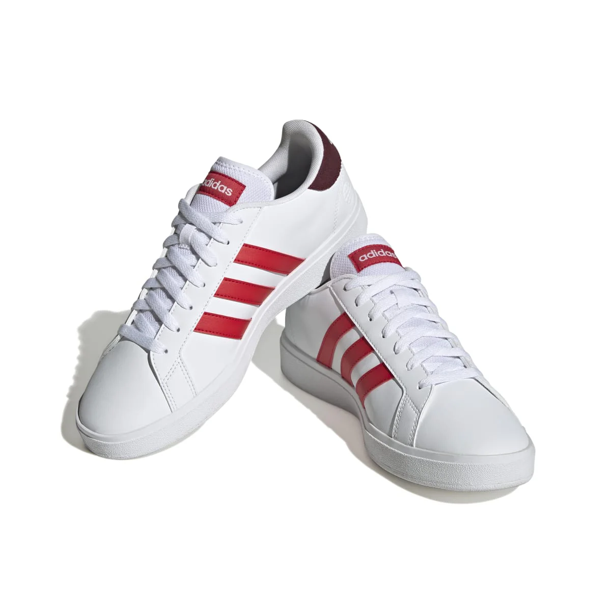 Sneakers bianche da uomo con strisce rosse adidas Grand Court Base 2.0