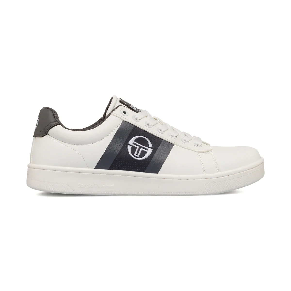Sneakers bianche da uomo con striscia laterale grigia Sergio Tacchini Nizza Flag