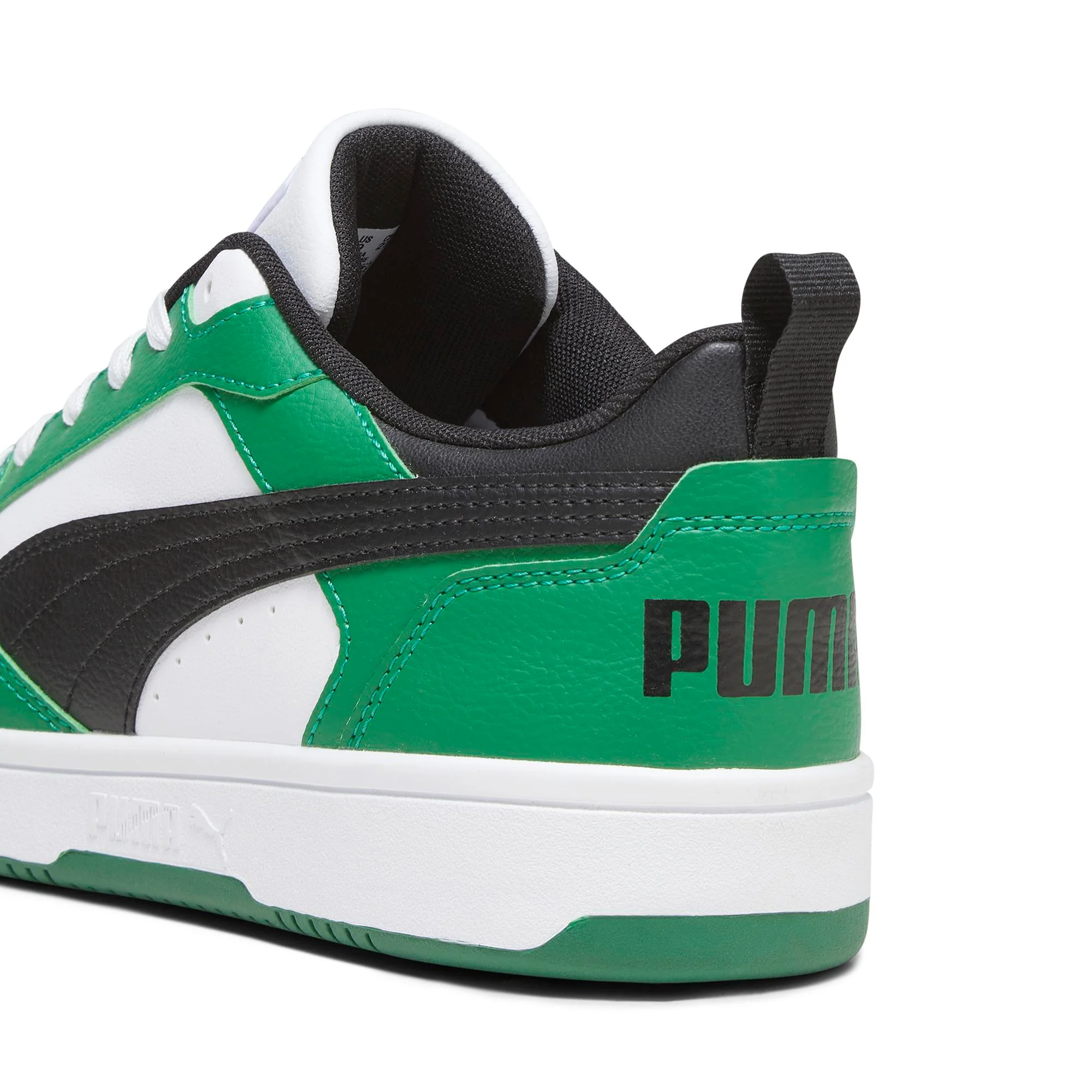 Sneakers bianche da uomo dettagli verdi e neri Puma Rebound v6 - Image 4