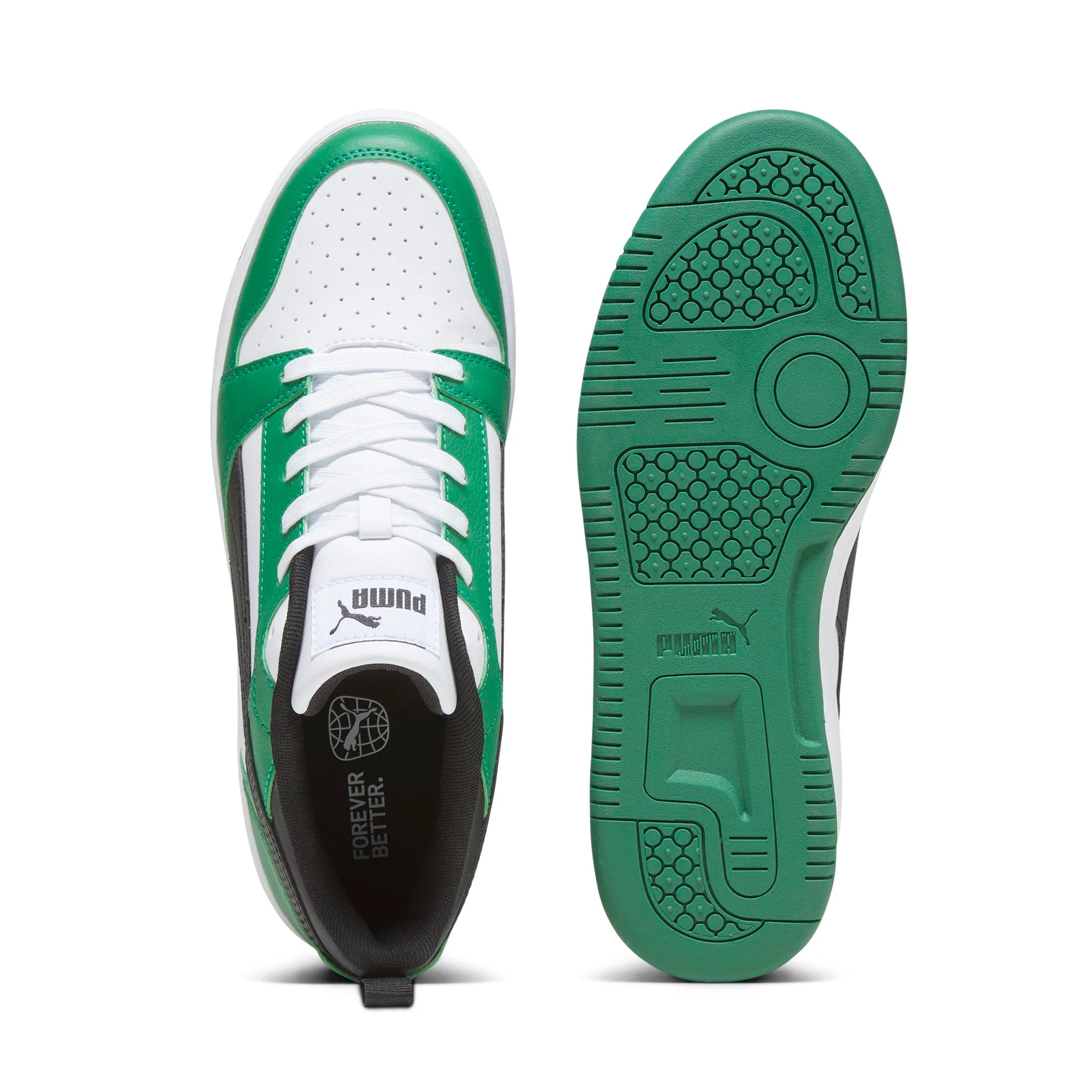 Sneakers bianche da uomo dettagli verdi e neri Puma Rebound v6 - Image 6