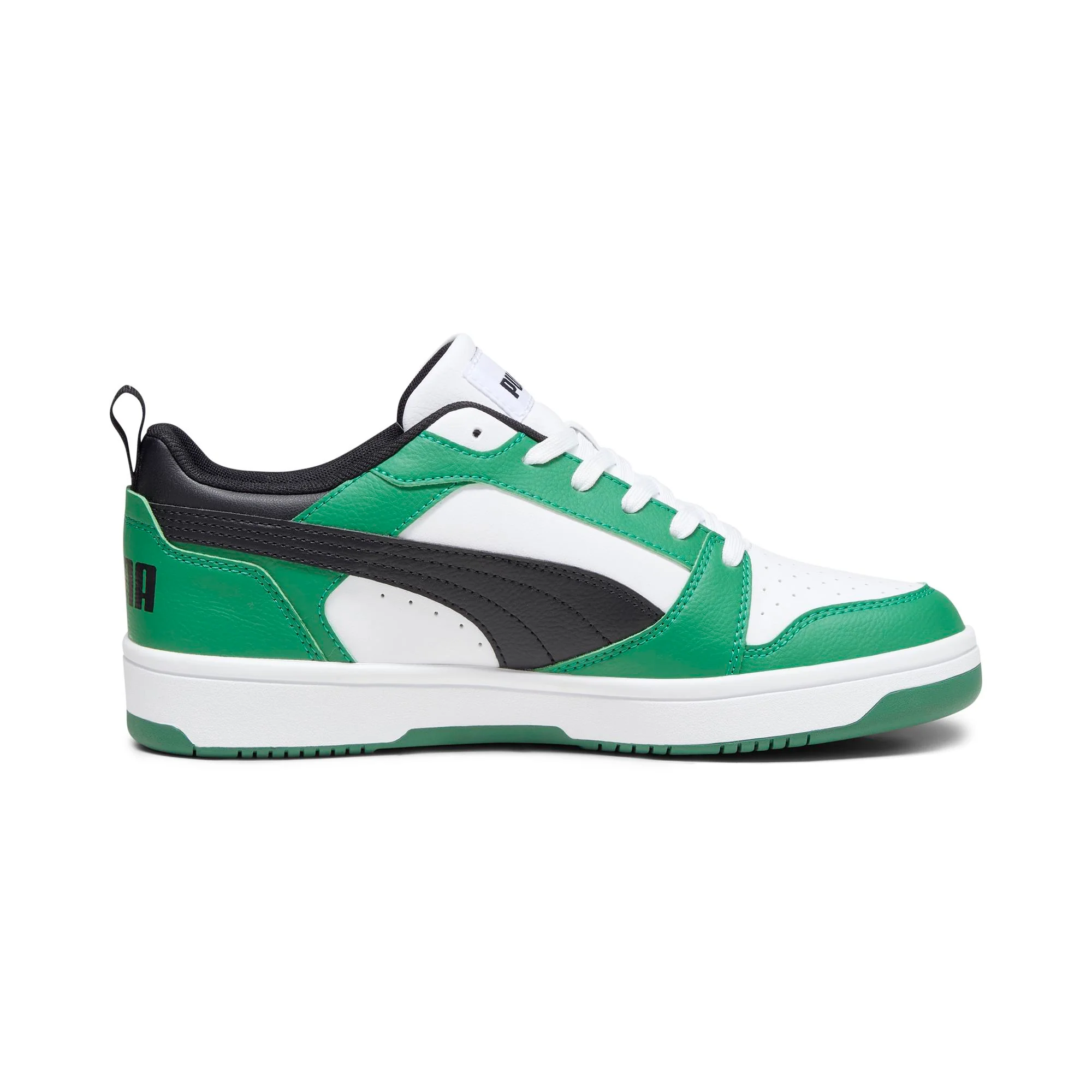 Sneakers bianche da uomo dettagli verdi e neri Puma Rebound v6 - Image 7