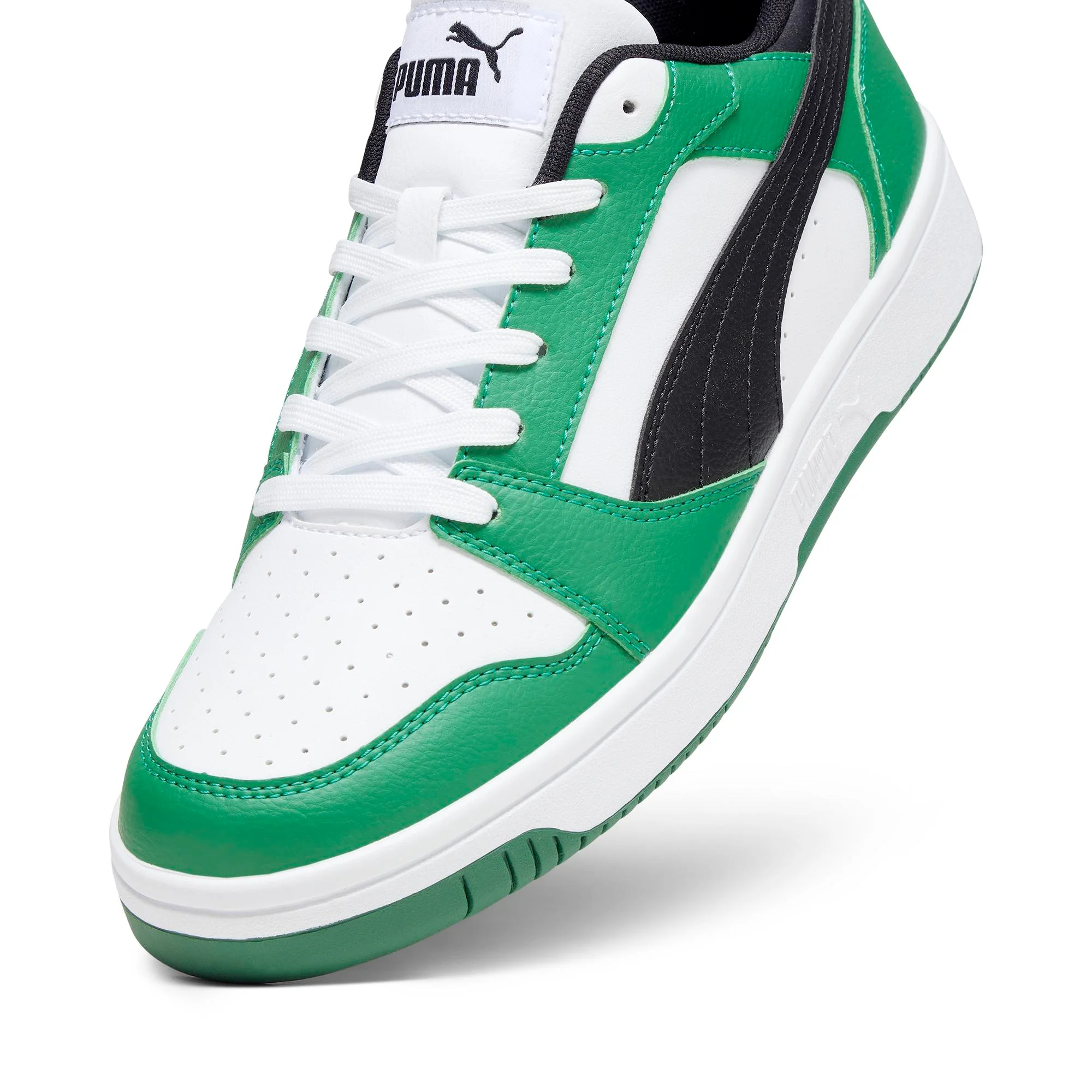 Sneakers bianche da uomo dettagli verdi e neri Puma Rebound v6 - Image 8