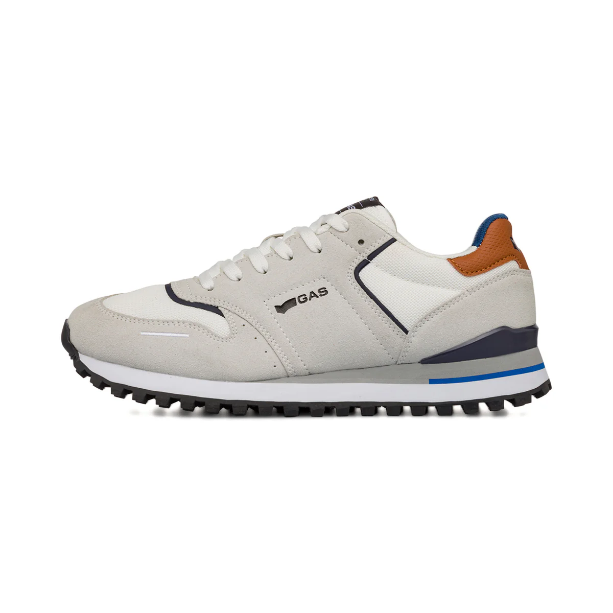 Sneakers bianche da Uomo con rifiniture blu Gas