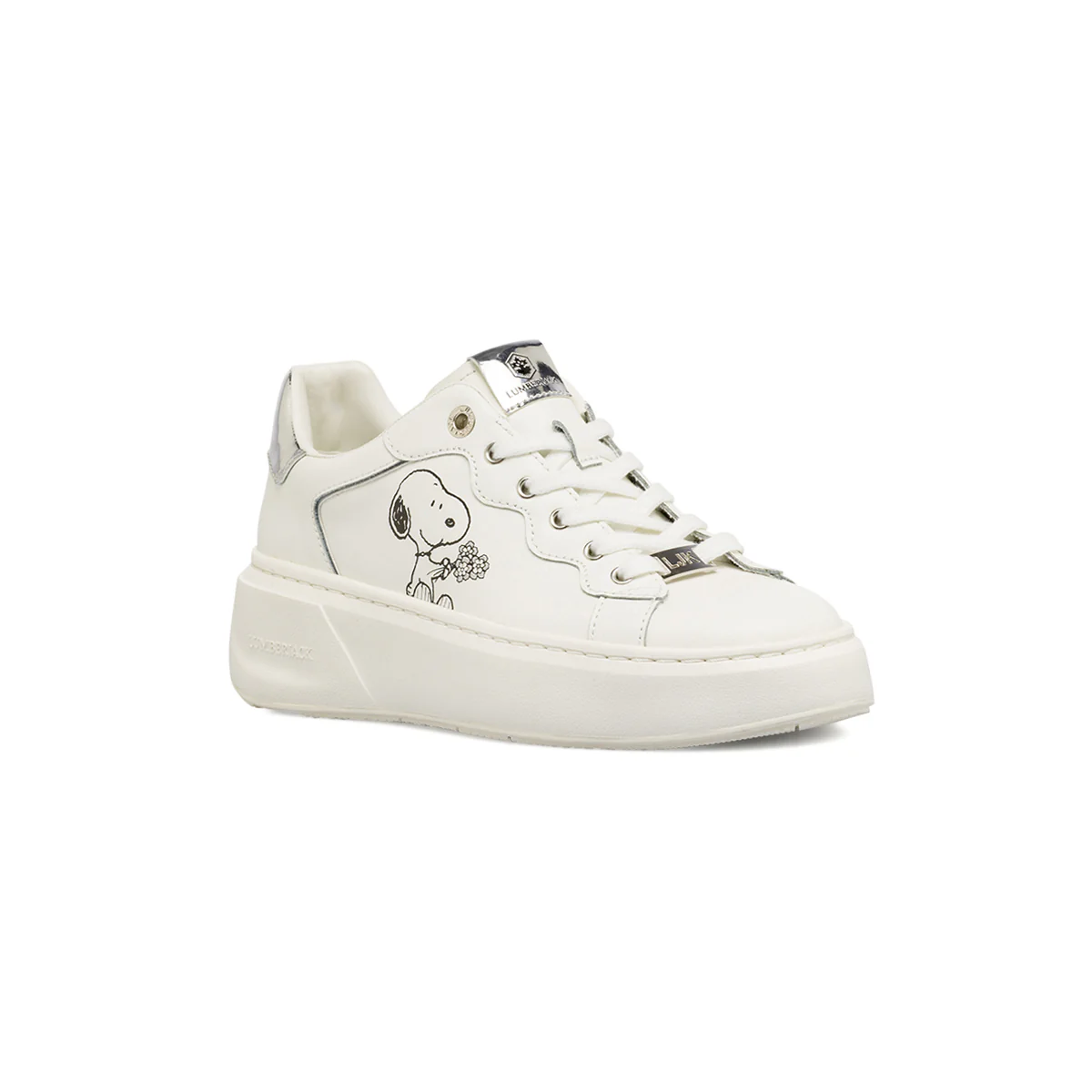 Sneakers Bianche Donna con suola platform Snoopy Peanuts Lumberjack - Image 2