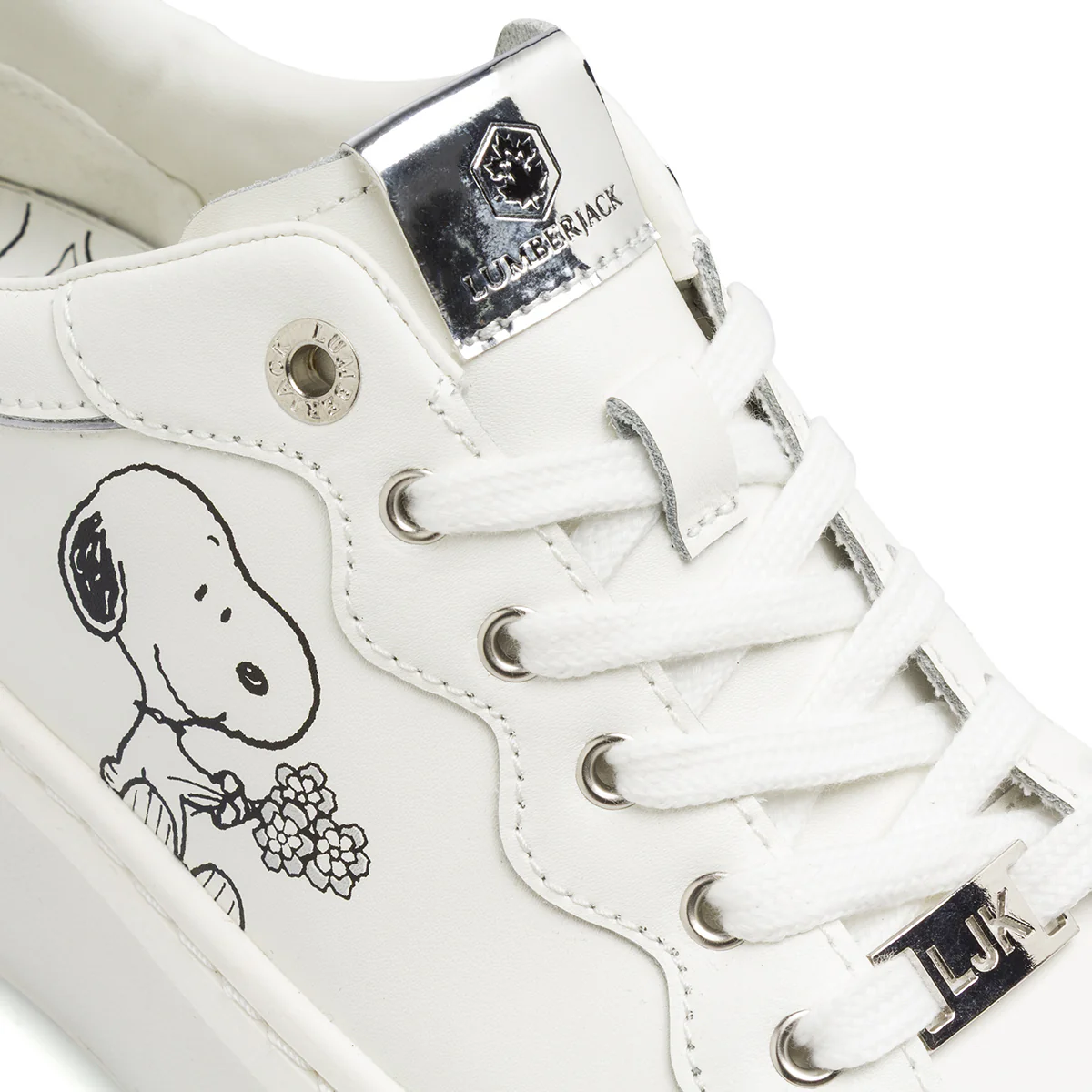 Sneakers Bianche Donna con suola platform Snoopy Peanuts Lumberjack - Image 4