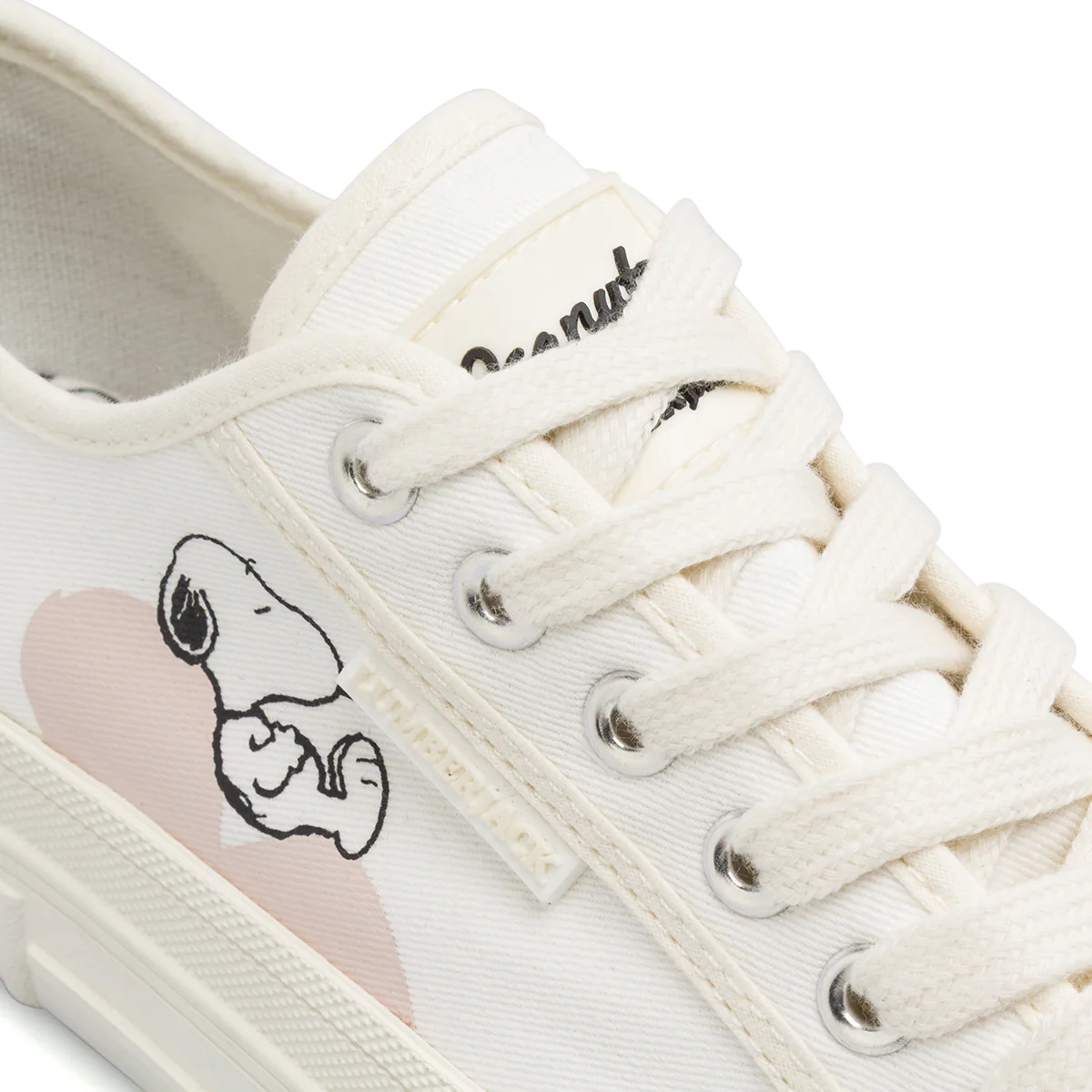 Sneakers Bianche Donna in tela con stampa Snoopy Peanuts Lumberjack - Image 4