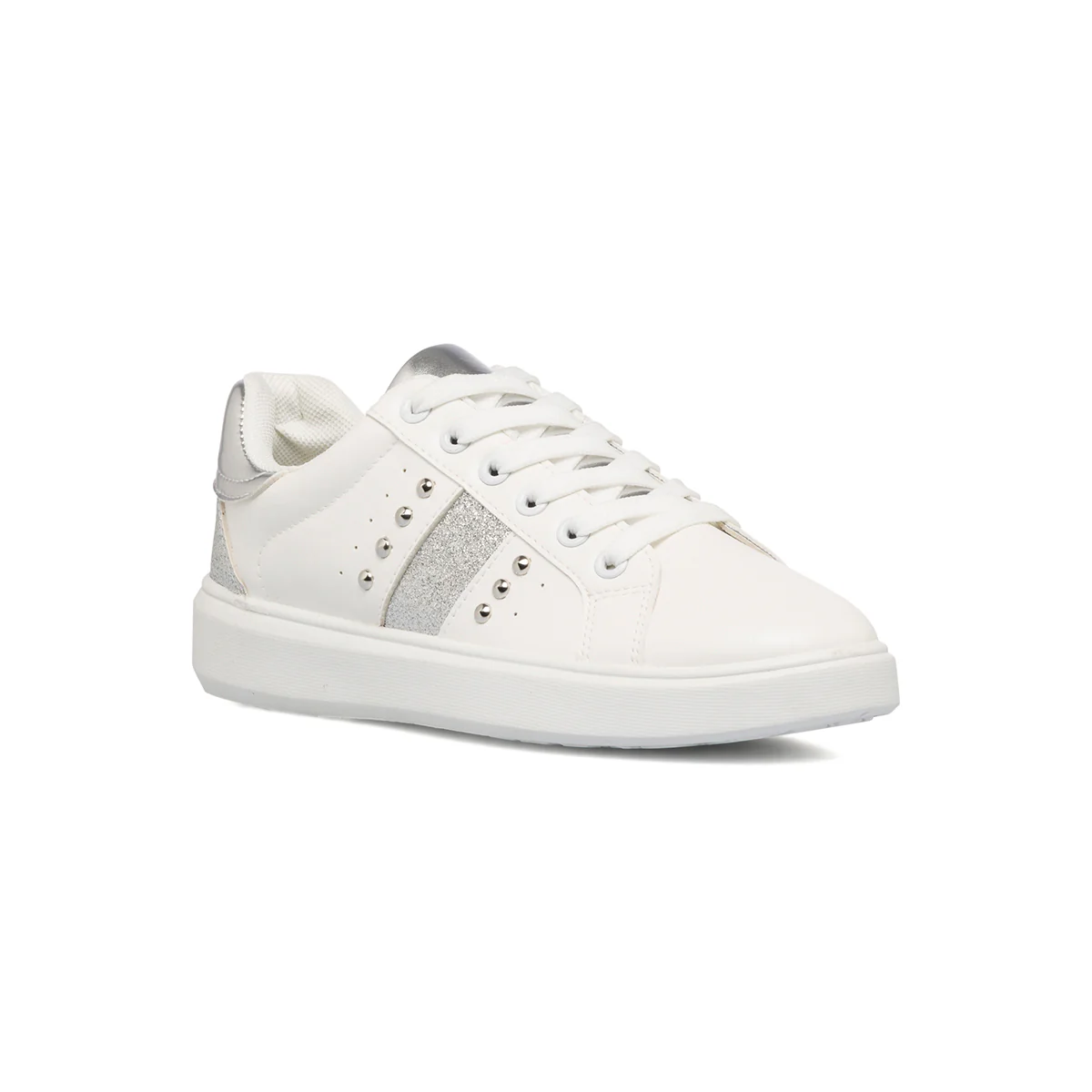 Sneakers bianche e argento da donna con borchie Lora Ferres - Image 2