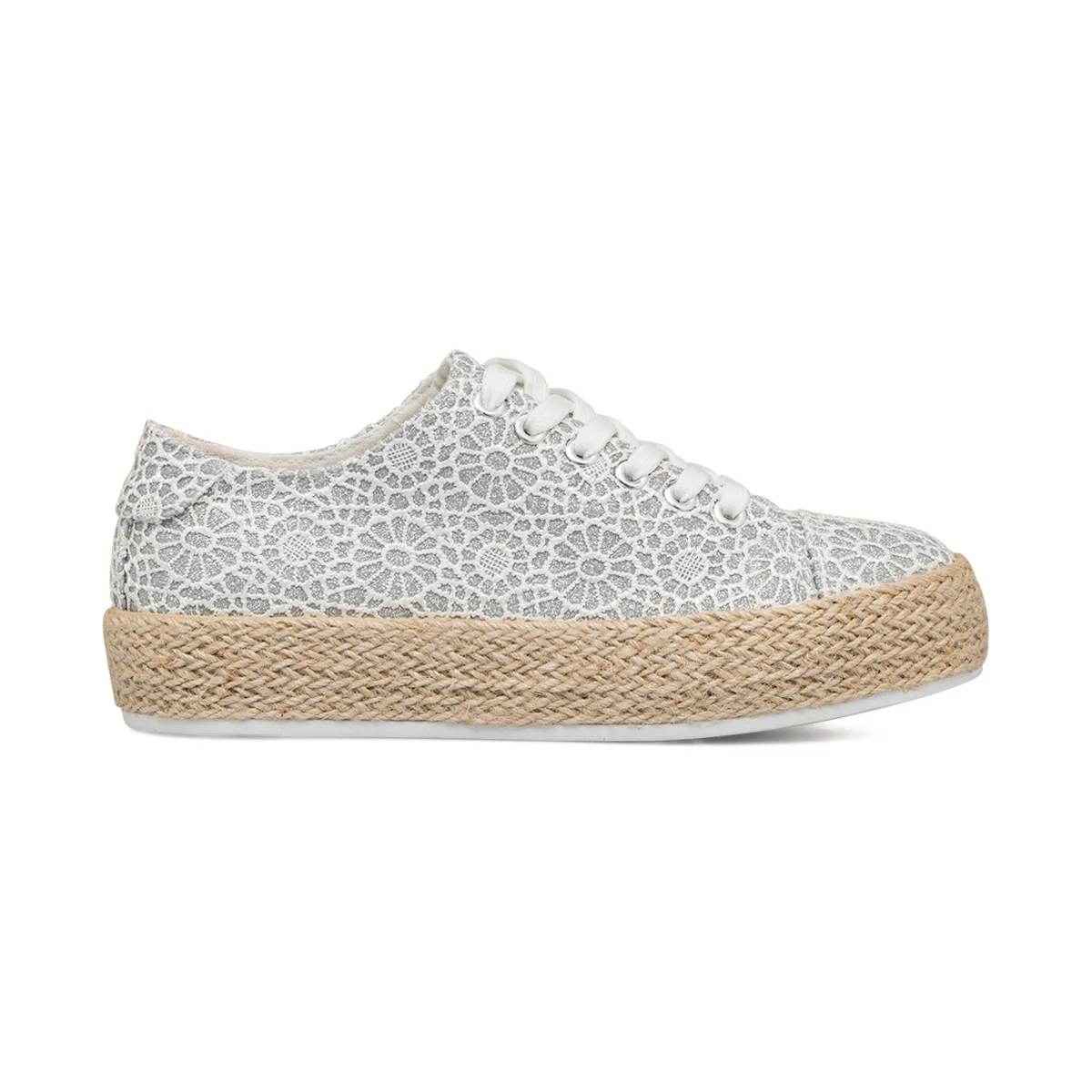Sneakers bianche e argento da donna effetto pizzo Lora Ferres - Image 2