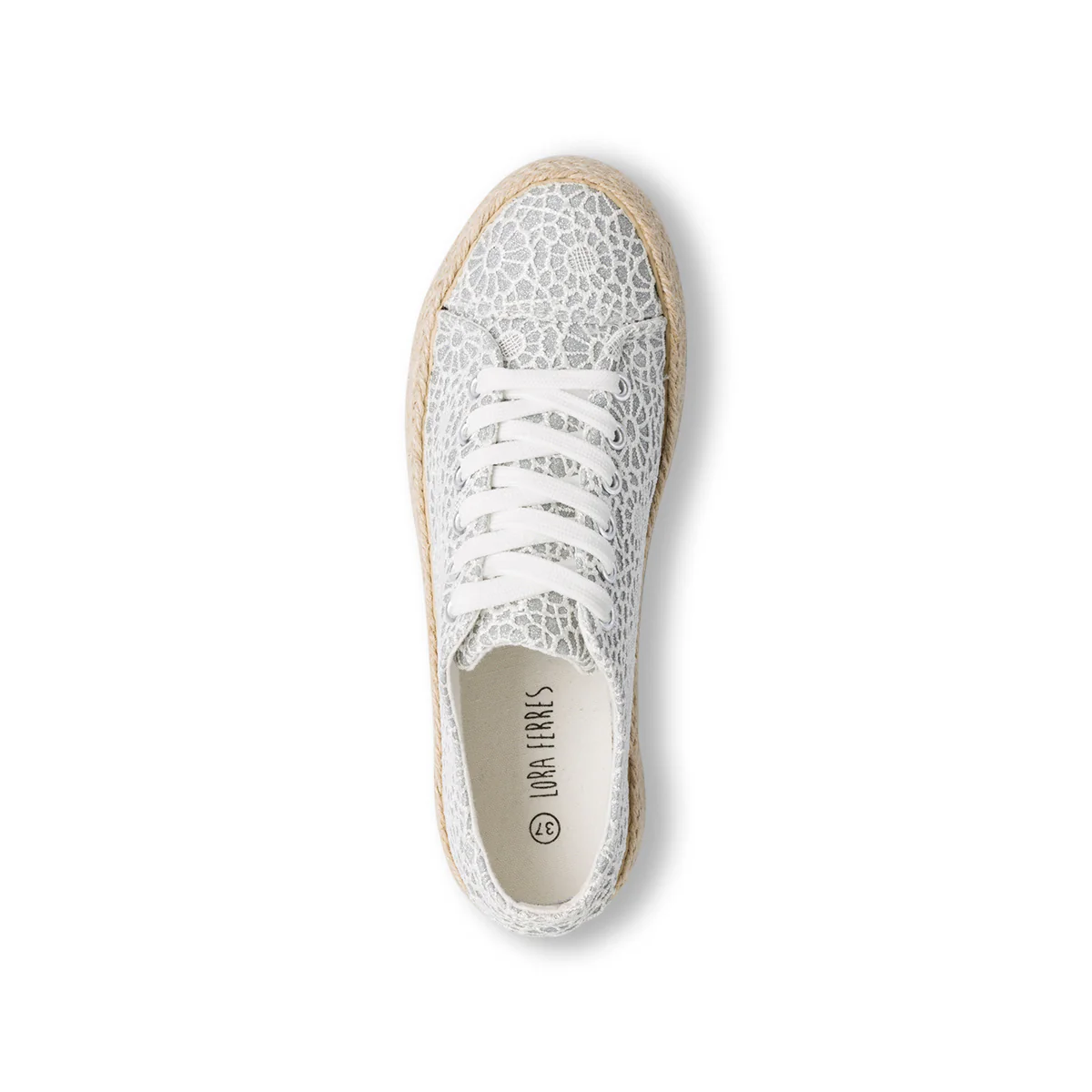 Sneakers bianche e argento da donna effetto pizzo Lora Ferres - Image 4