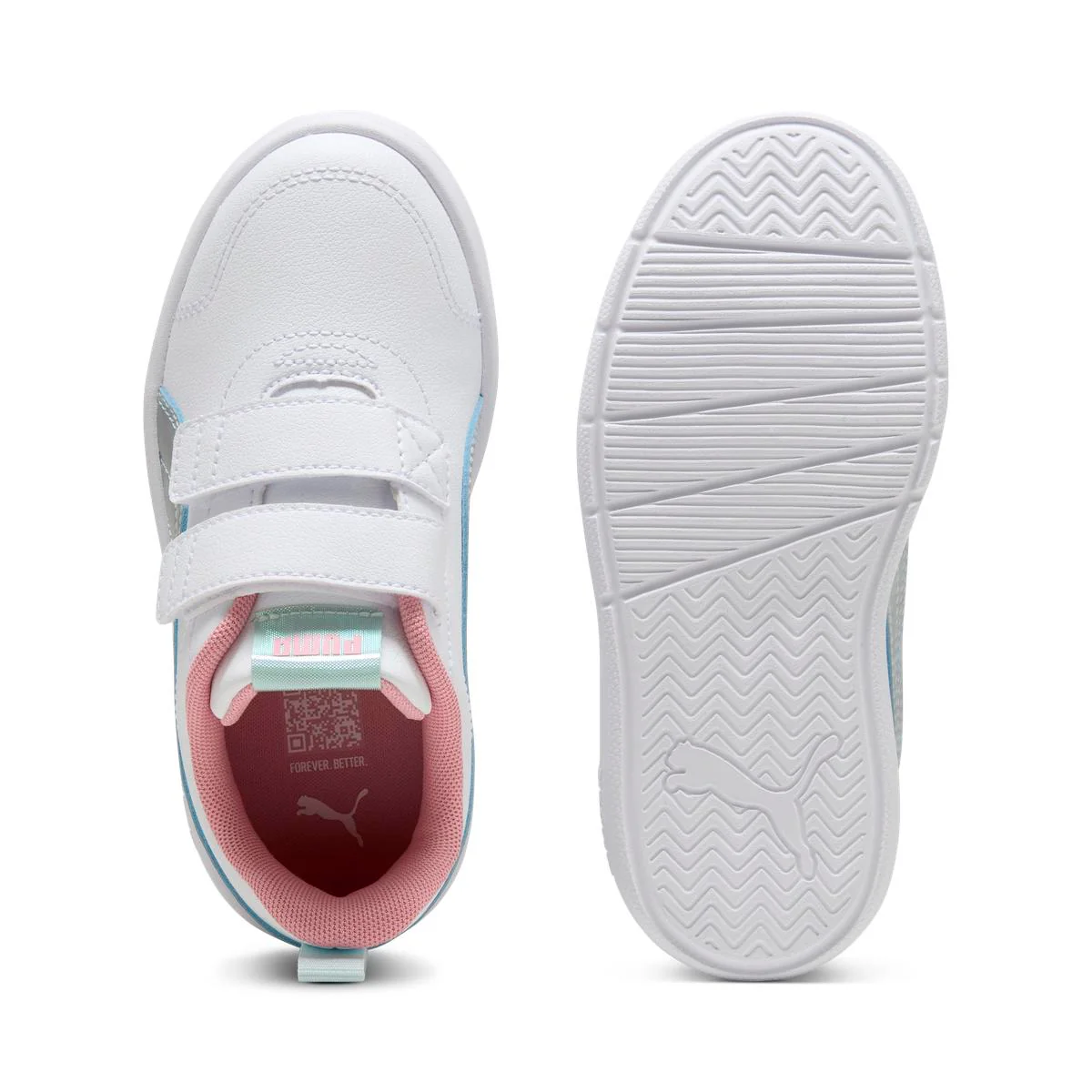 Sneakers bianche e argento da Ragazza Puma Courtflex V3 - Image 5