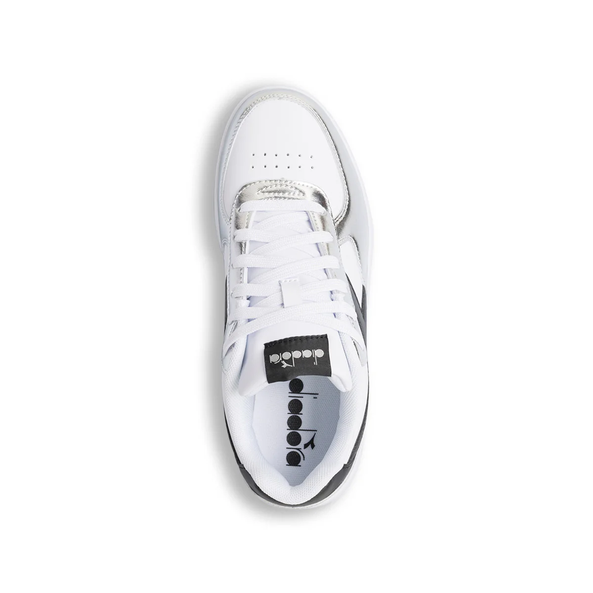 Sneakers bianche e argento effetto laminato da donna Diadora Raptor Low - Image 7