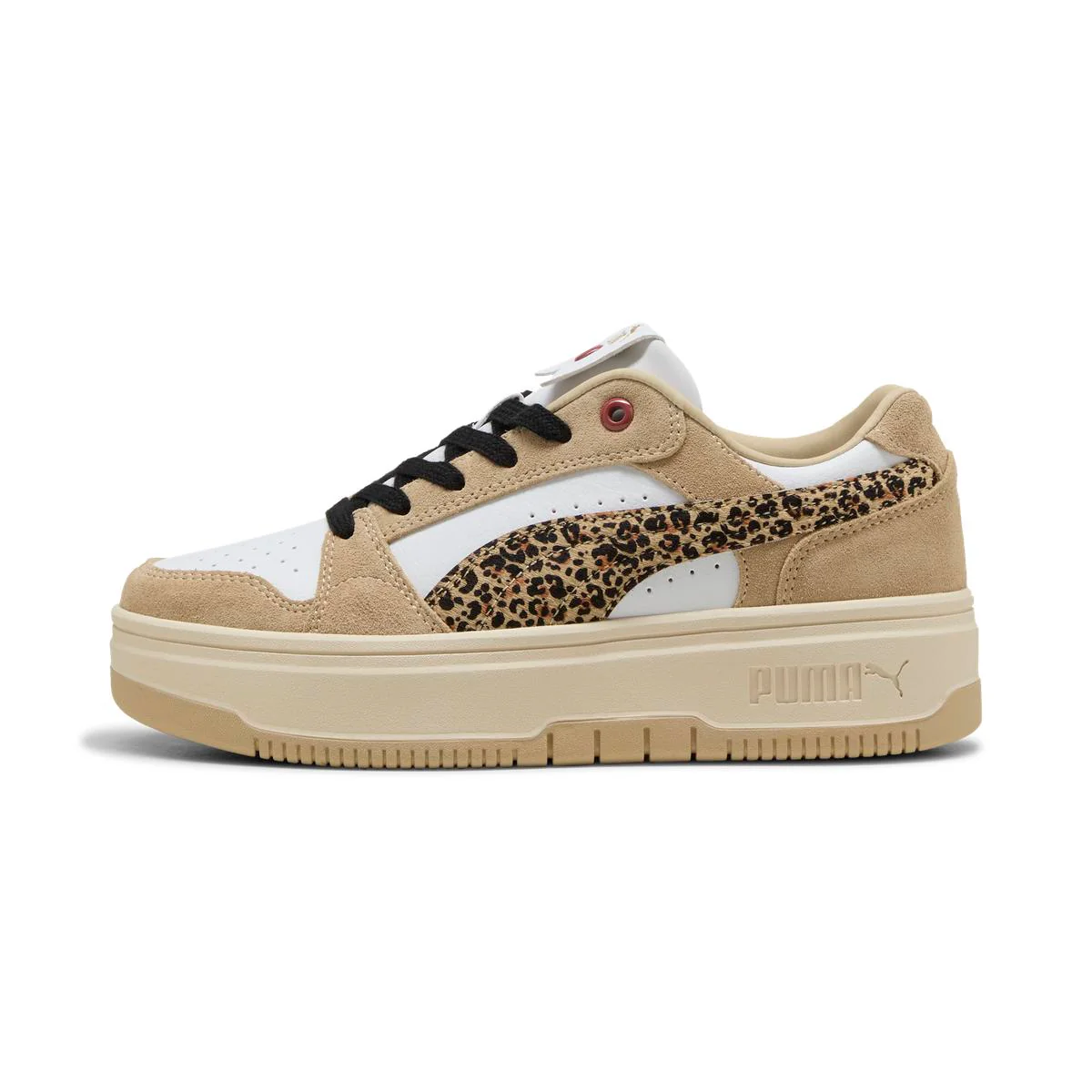 Sneakers bianche e beige da Donna con stampa leopardata Puma Rebound - Image 2