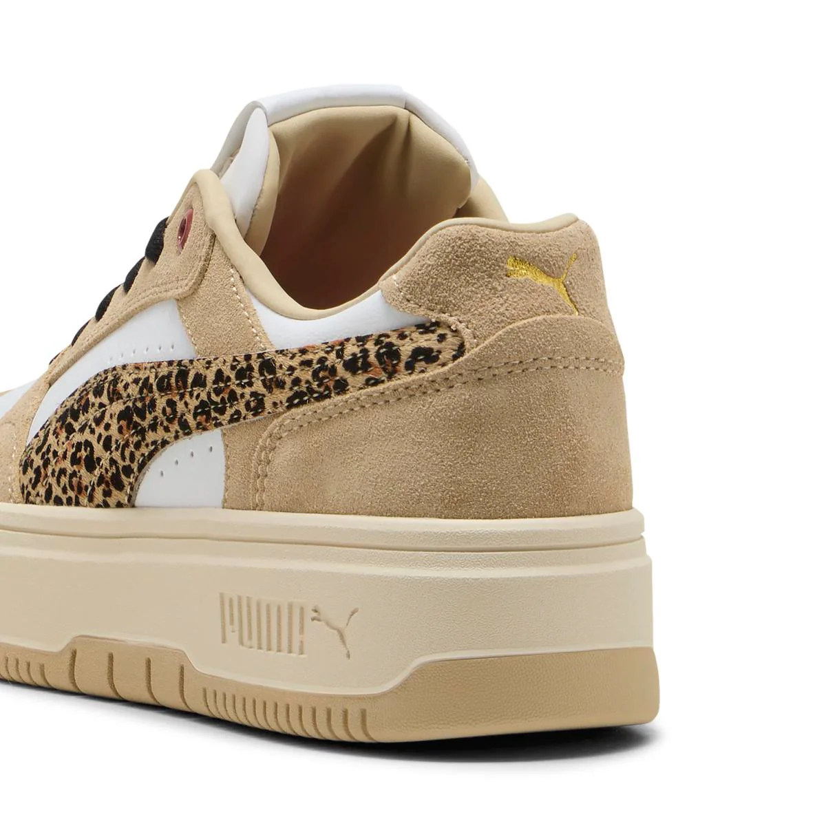Sneakers bianche e beige da Donna con stampa leopardata Puma Rebound - Image 3