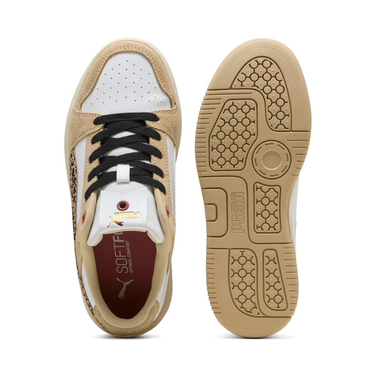 Sneakers bianche e beige da Donna con stampa leopardata Puma Rebound - Image 4