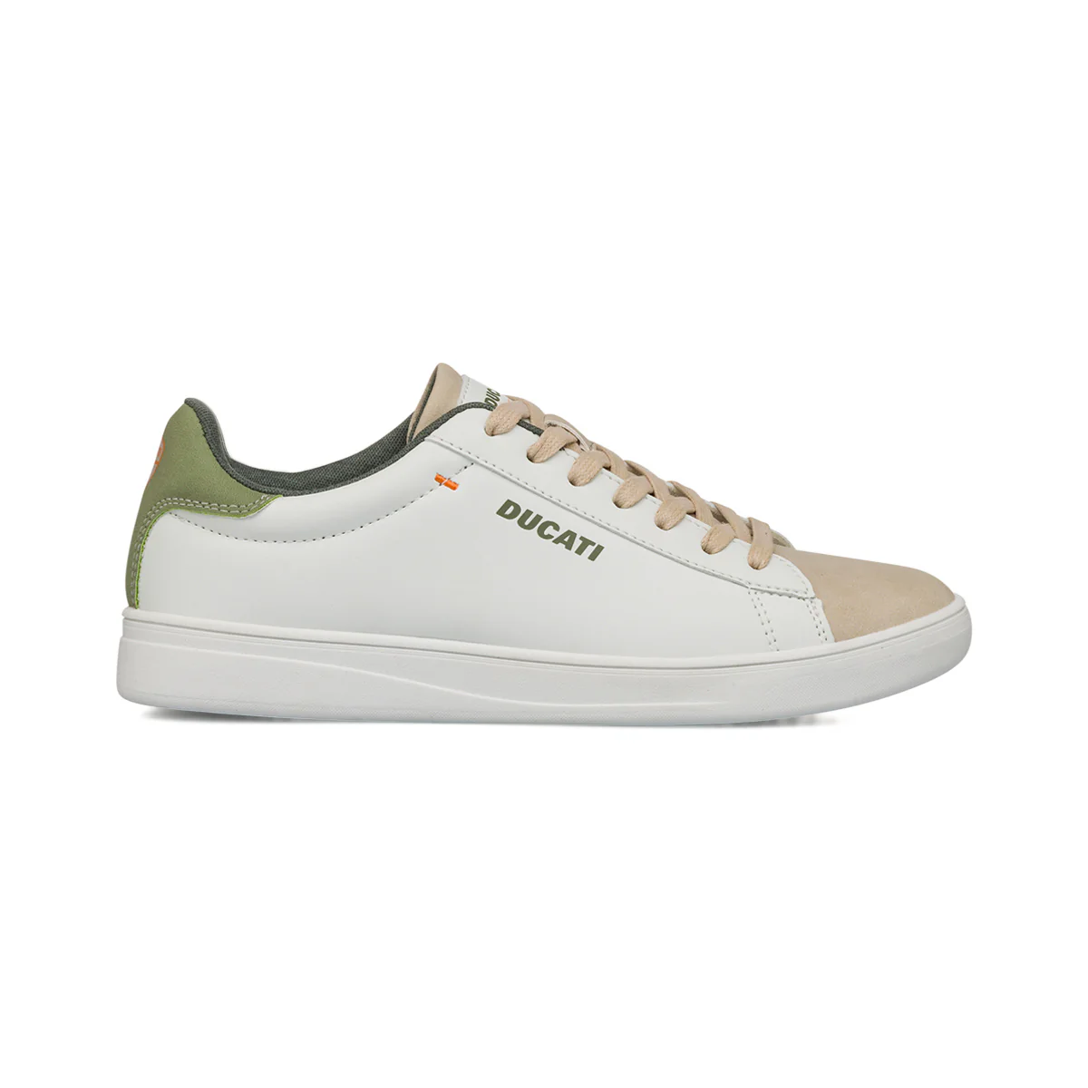 Sneakers bianche e beige da Uomo con dettaglio verde sul tallone Ducati - Image 4