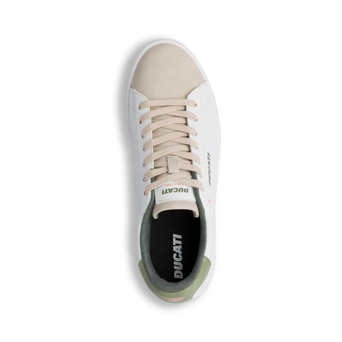 Sneakers bianche e beige da Uomo con dettaglio verde sul tallone Ducati - Image 7