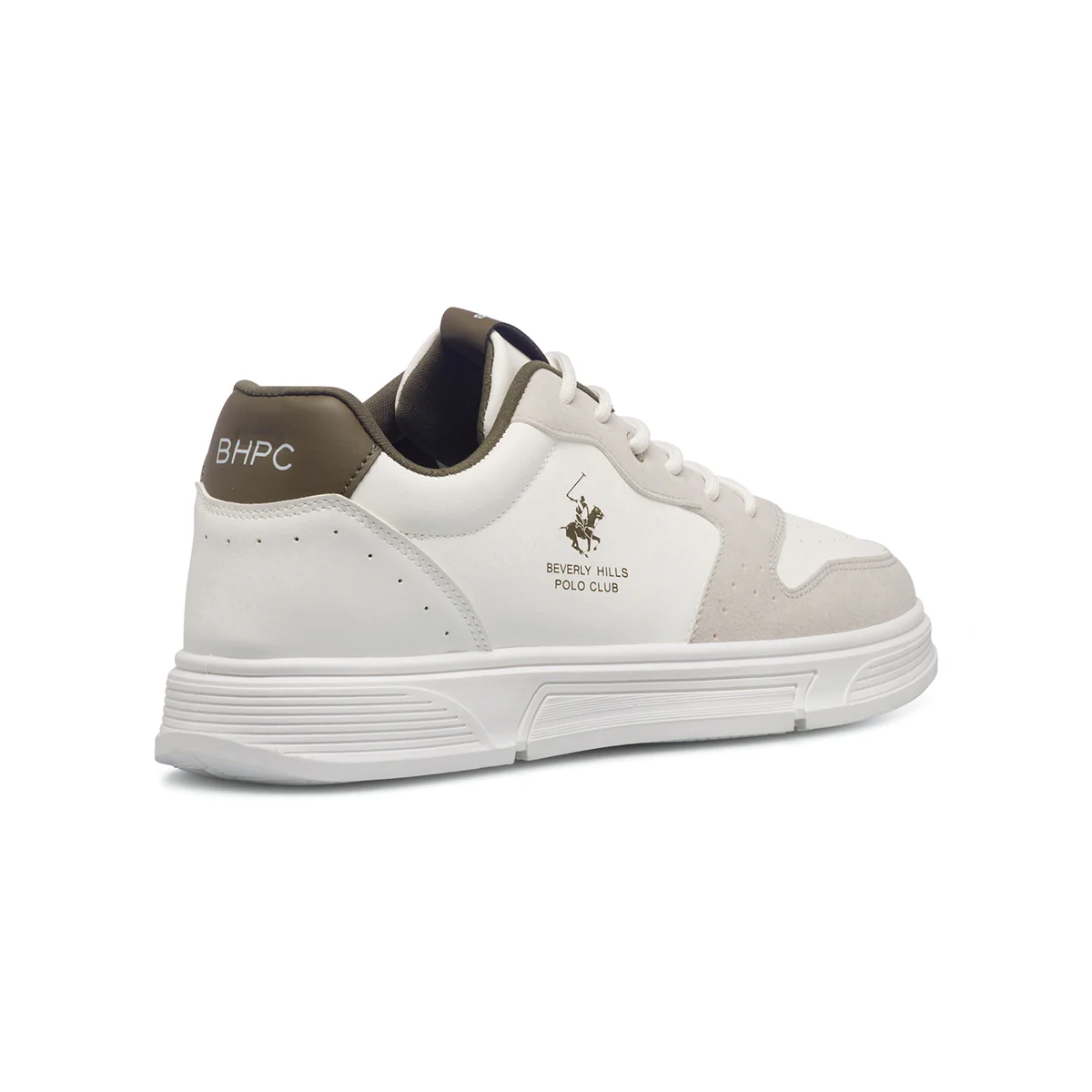 Sneakers bianche e beige da uomo con logo laterale Beverly Hills Polo Club - Image 3